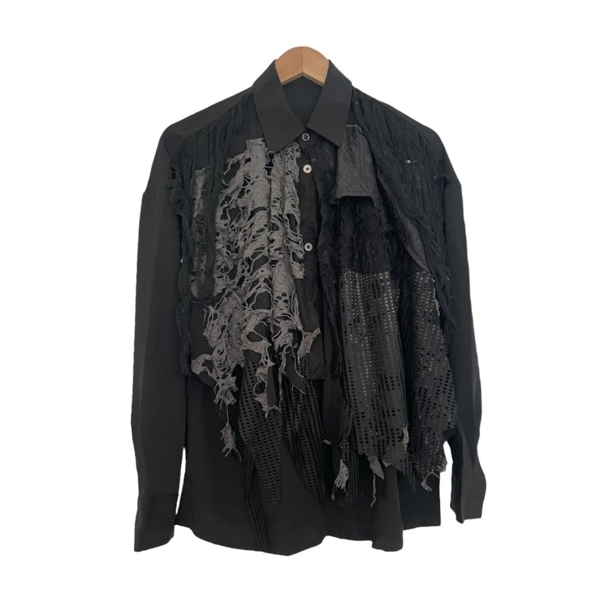 Decay distressed layered button shirt