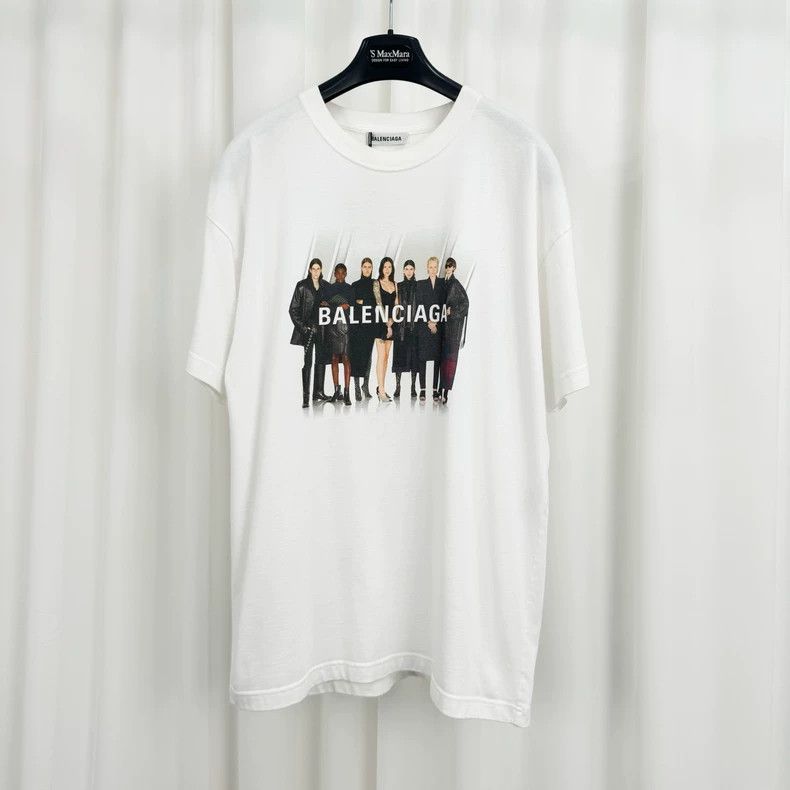 Balenciaga Balenciaga White Portrait Letter Print Short Sleeve Size US S / EU 44-46 / 1 - 1 Thumbnail
