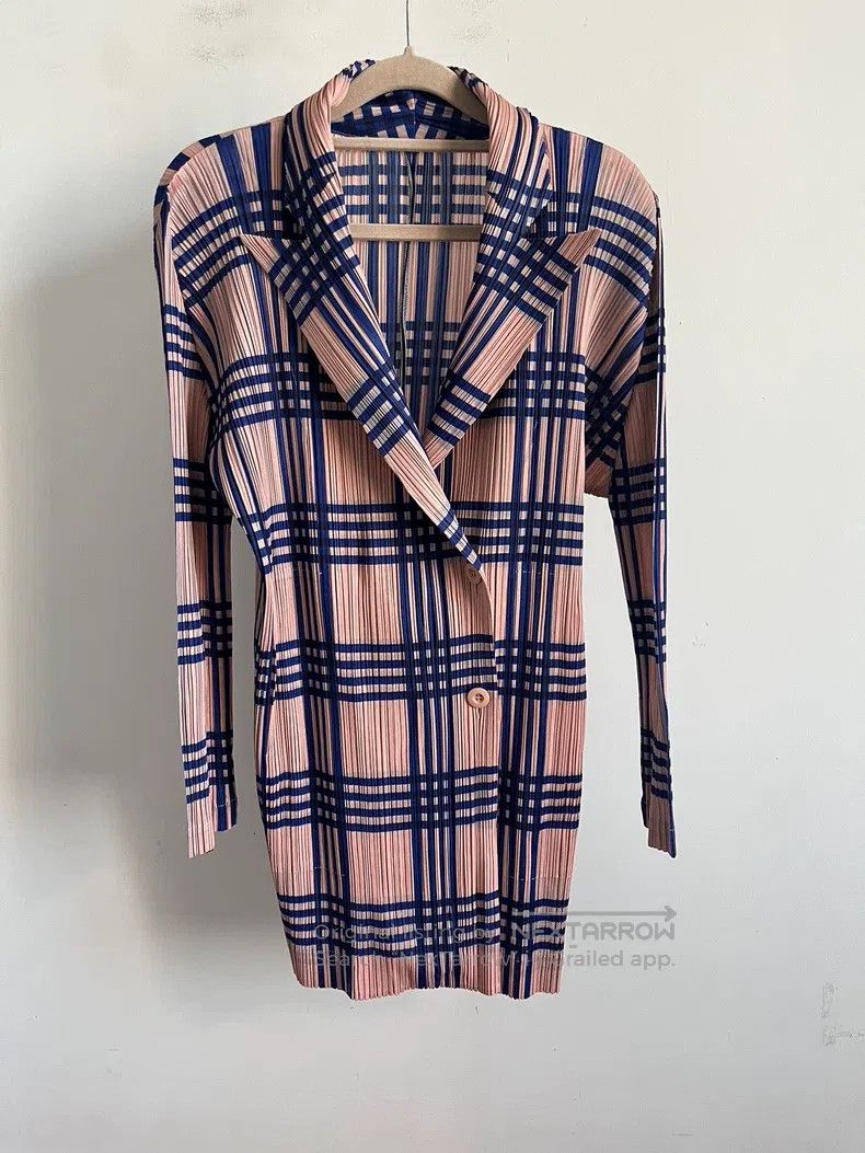 Issey Miyake Pink Plaid Coat