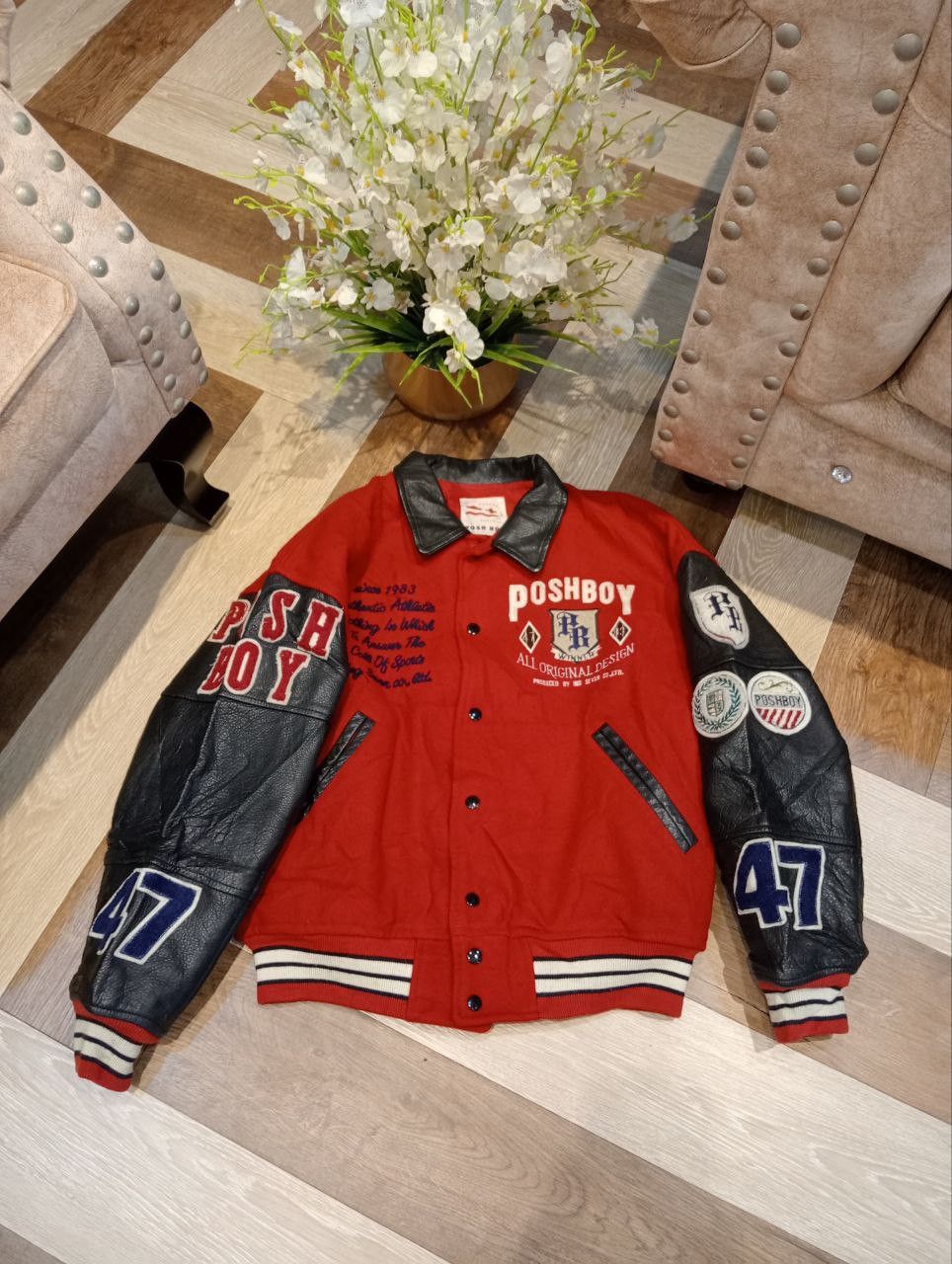 Japanese Brand VINTAGE POSHBOY PATCHES VARSITY JACKET Size US L / EU 52-54 / 3 - 1 Thumbnail