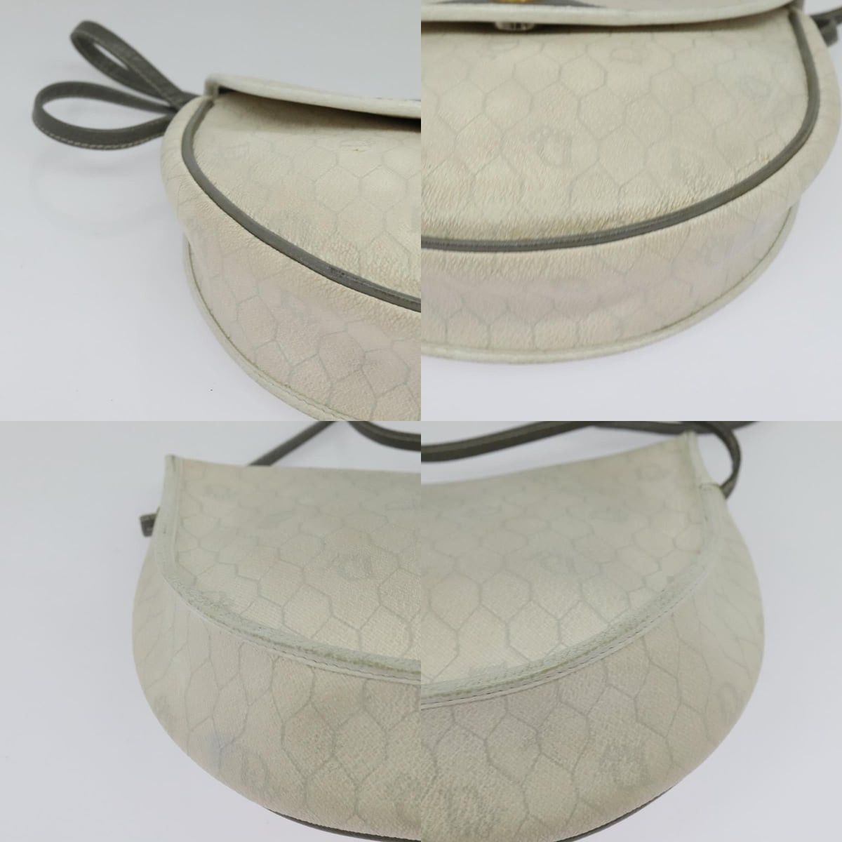 Dior DIOR Honeycomb Canvas Shoulder Bag Pvc White Gold Size ONE SIZE - 10 Thumbnail