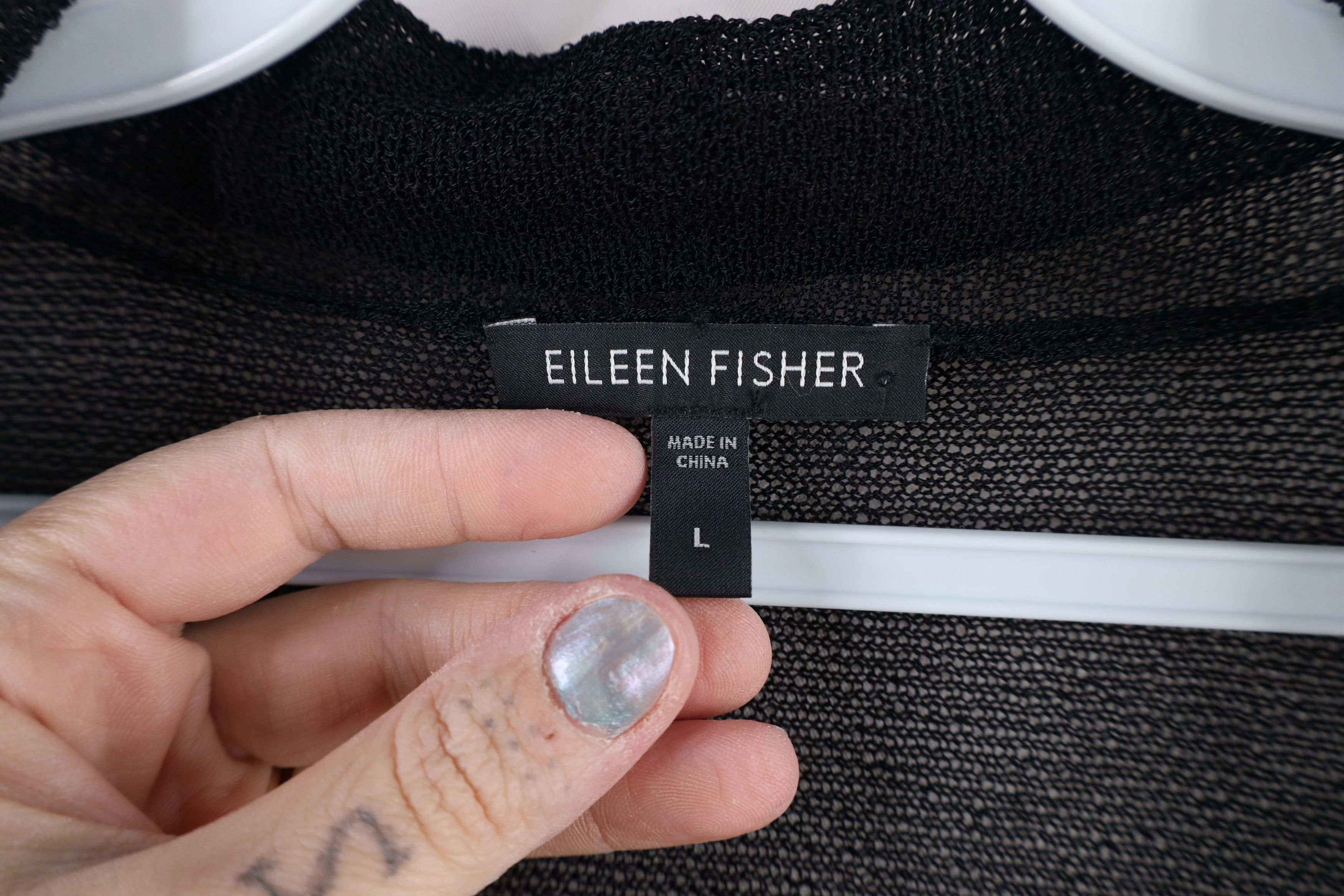 Eileen Fisher × Vintage Eileen Fisher Knit Gauzy Open Front Cardigan Sweater Size L / US 10 / IT 46 - 4 Thumbnail
