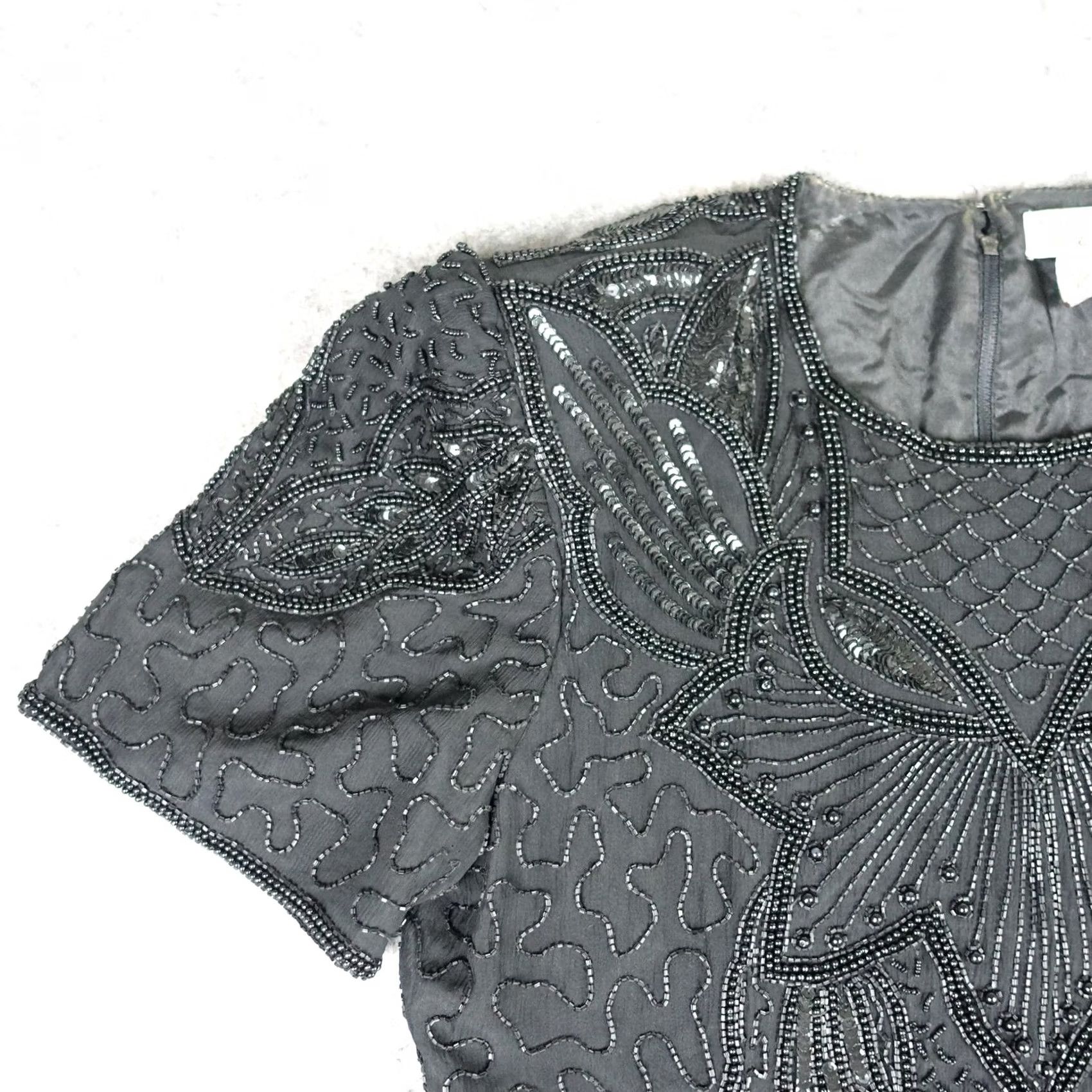 Adrianna Papell VINTAGE Adrianna Papell Dress Womens 12 Silk Beaded Sequin Evening Gown 90s VTG Size XL / US 12-14 / IT 48-50 - 6 Thumbnail