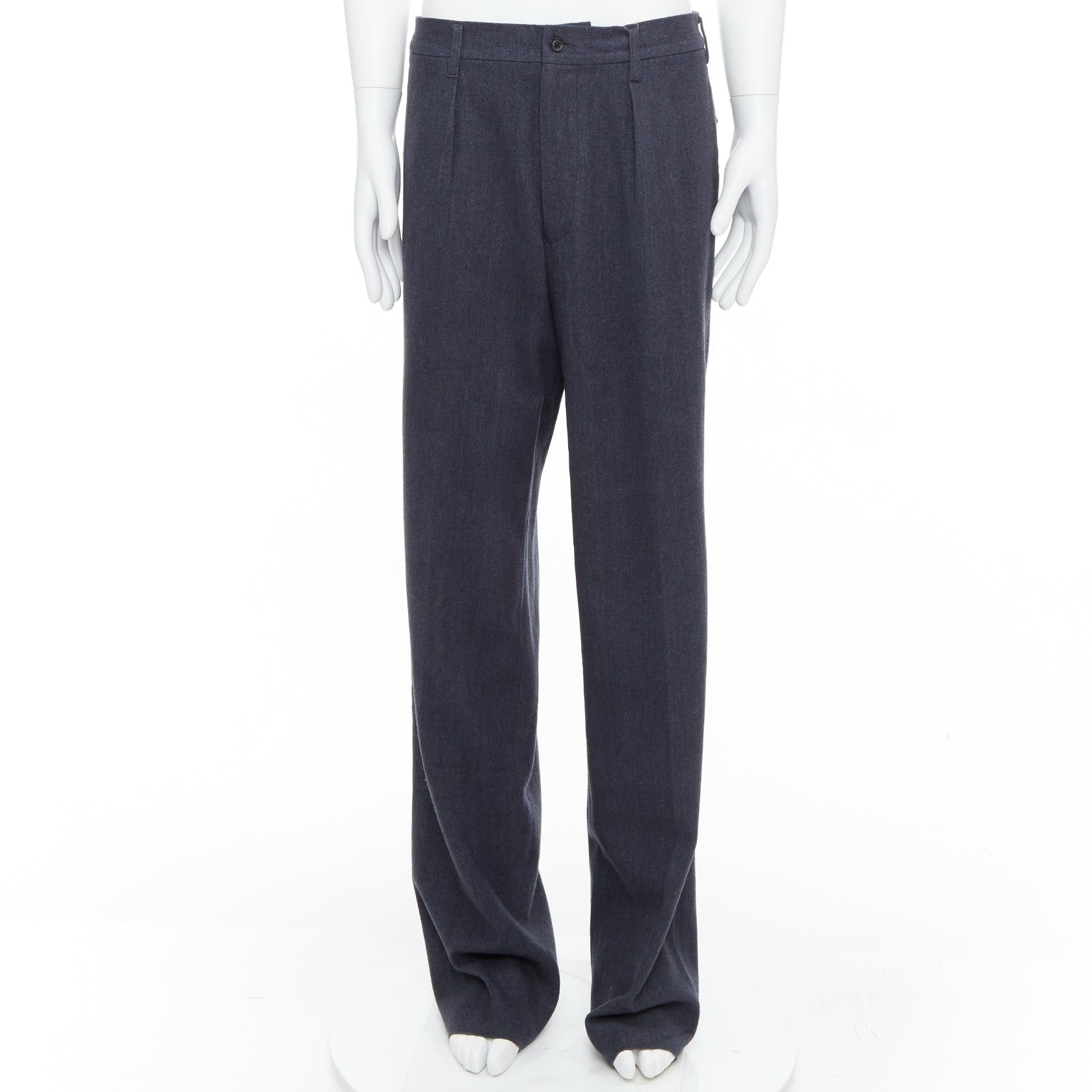 Yohji Yamamoto YOHJI YAMAMOTO Y's greyish blue wool blend pleated tapered pants JP4 XL Size US 28 / EU 44 - 1 Thumbnail