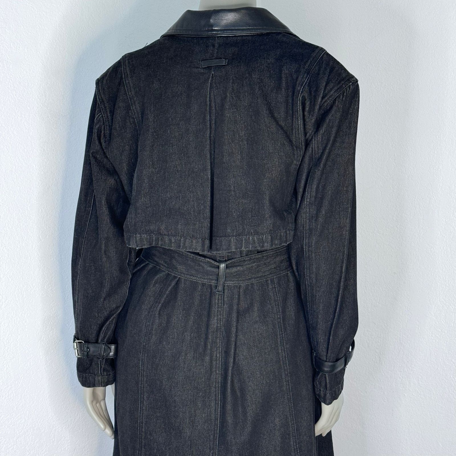 Vintage Vintage 90s Gray Denim Trench Coat Belted Together Goth Size XL / US 12-14 / IT 48-50 - 7 Thumbnail