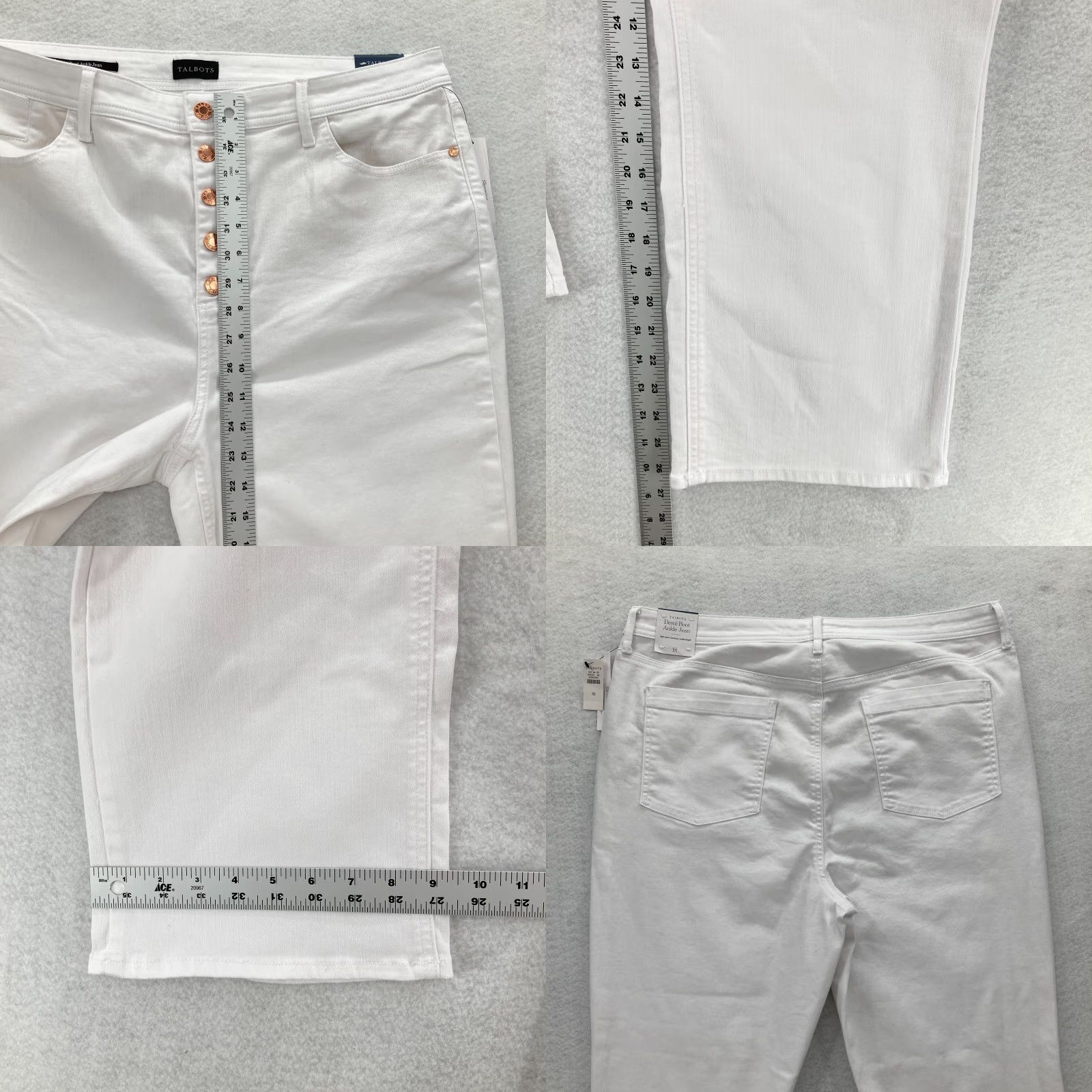 Talbots Talbots Jeans Women's Plus 18 Demi Boot Ankle White Stretch Denim Button Fly NWT Size 40" / US 18 - 8 Thumbnail