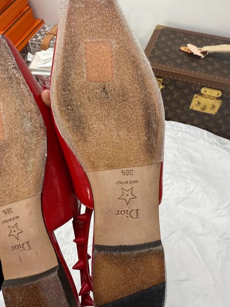 Dior Dior Red Flat Shoes with Flower Detail-2506 Size US 5.5 / IT 35.5 - 6 Thumbnail