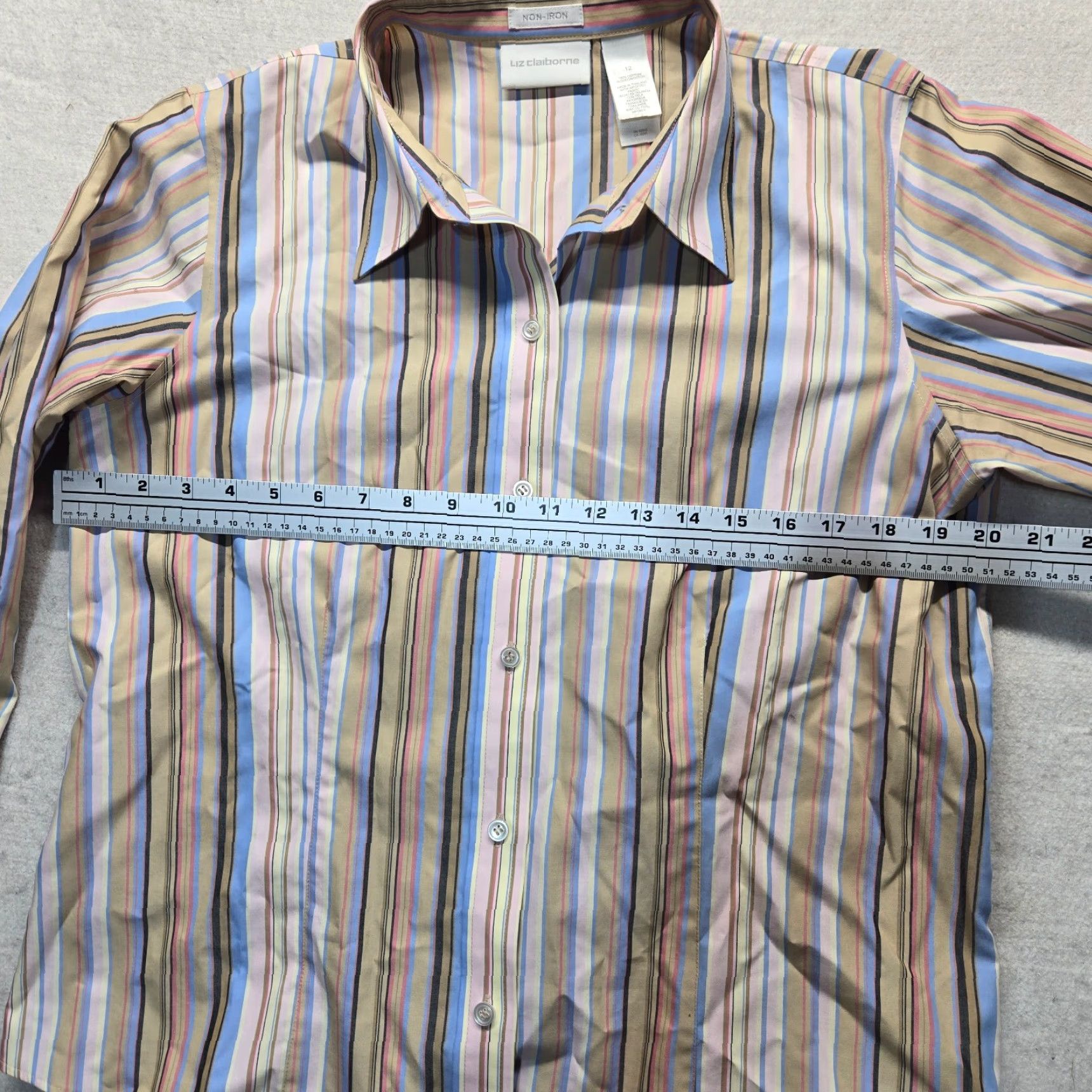 Liz Claiborne Liz Claiborne Shirt Adults 12 Multicolor Striped Long Sleeve Button-Up Women's Shirt Non-Iron Basic Regular Adult Women 12 Multicolor Stripe Shirt Size XL / US 12-14 / IT 48-50 - 4 Thumbnail
