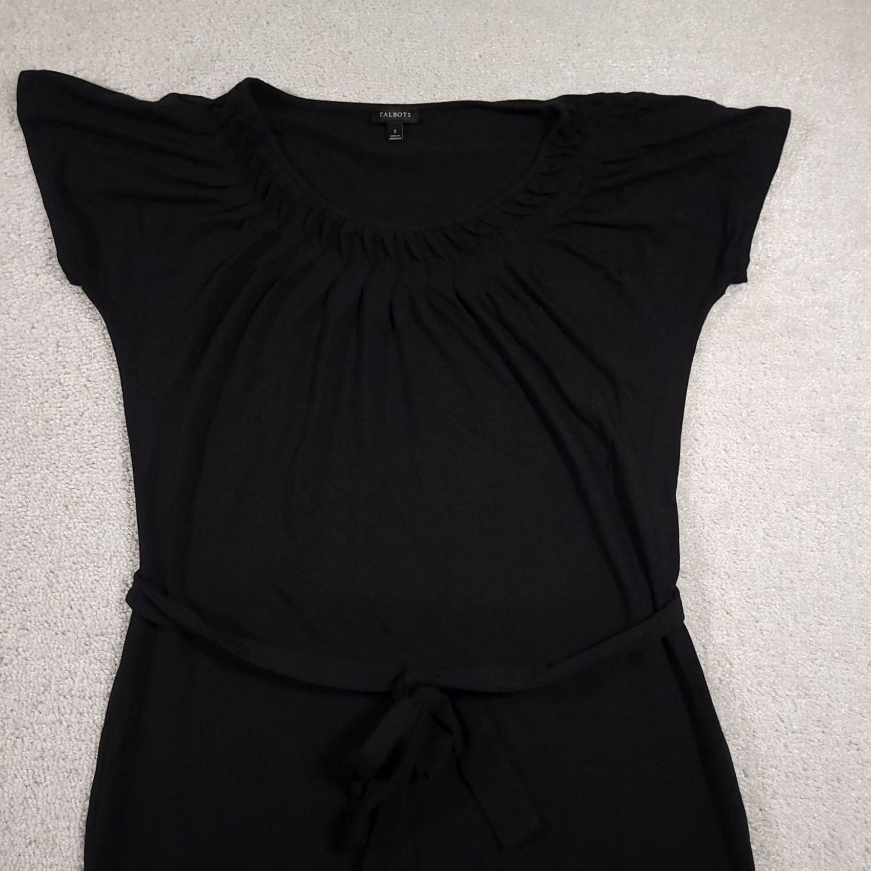 Talbots Talbots Dress Womens Small Black Short Sleeve Belted Knee Length Rayon Spandex Casual Workwear Travel Size 28" / US 6 / IT 42 - 3 Thumbnail