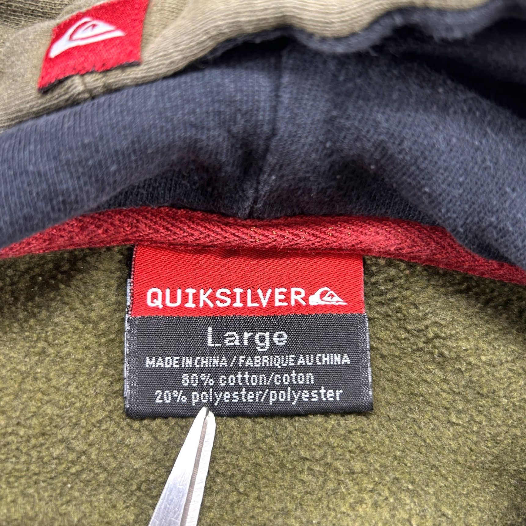Quiksilver VINTAGE Quiksilver Hoodie Mens L Green Pullover Cotton Surf Skate Y2K Hooded Zipper Logo Size US L / EU 52-54 / 3 - 5 Thumbnail