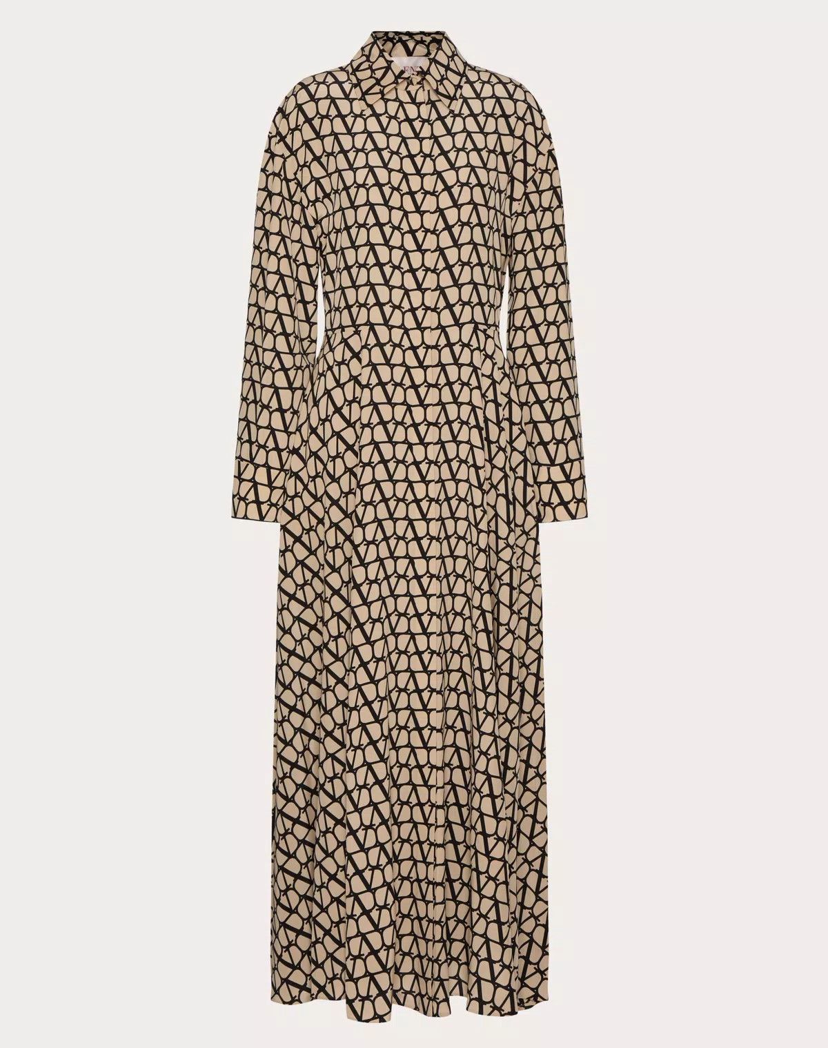 Valentino o1s1wg110625 Toile Iconographe Crepe Dress in Beige/Black Size M / US 6-8 / IT 42-44 - 1 Thumbnail