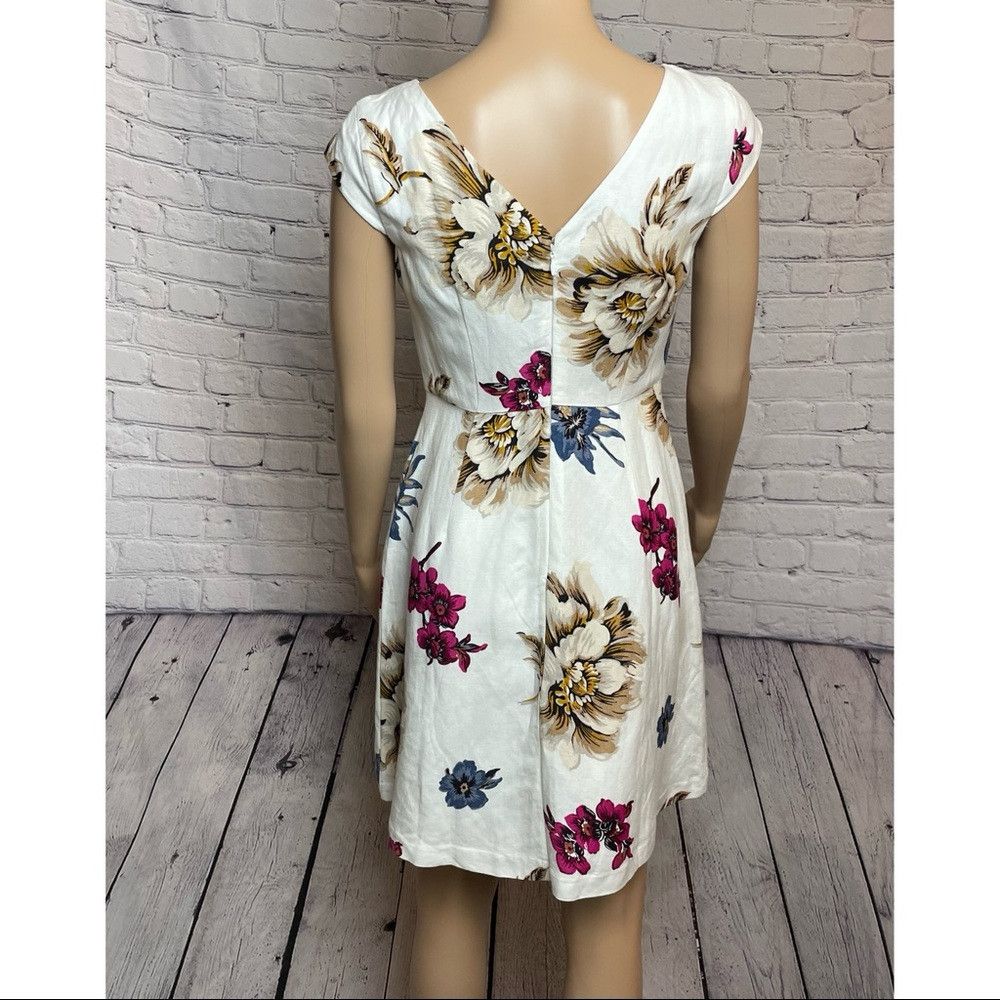 Ann Taylor NWT New $109 Ann Taylor Linen Floral White Dress Size 0P Size XS / US 0-2 / IT 36-38 - 5 Thumbnail