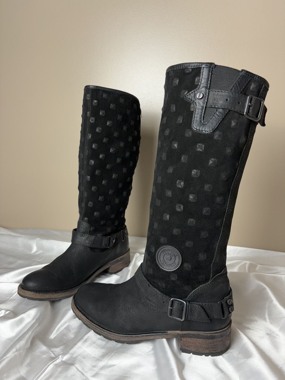 Vintage Leather Pataugas moto biker vintage high boots as 98 style Size US 7 / IT 37 - 4 Thumbnail