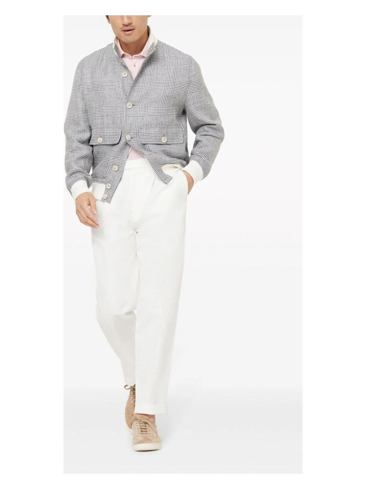 Brunello Cucinelli o1w1db10725 Polo Shirt With French Collar in Light Pink Size US L / EU 52-54 / 3 - 5 Thumbnail