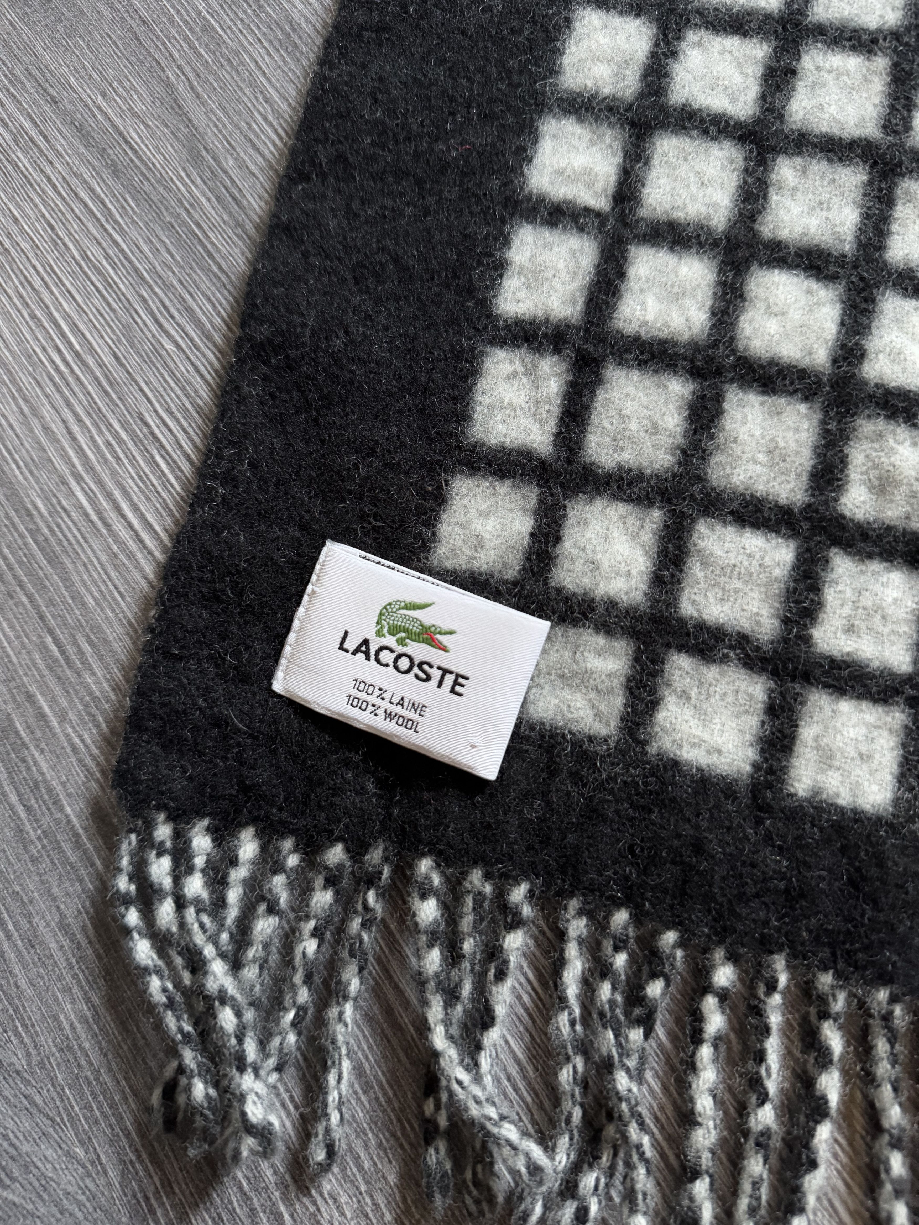 Lacoste Vintage Lacoste Logo Wool Scarf Black/White Size ONE SIZE - 7 Thumbnail