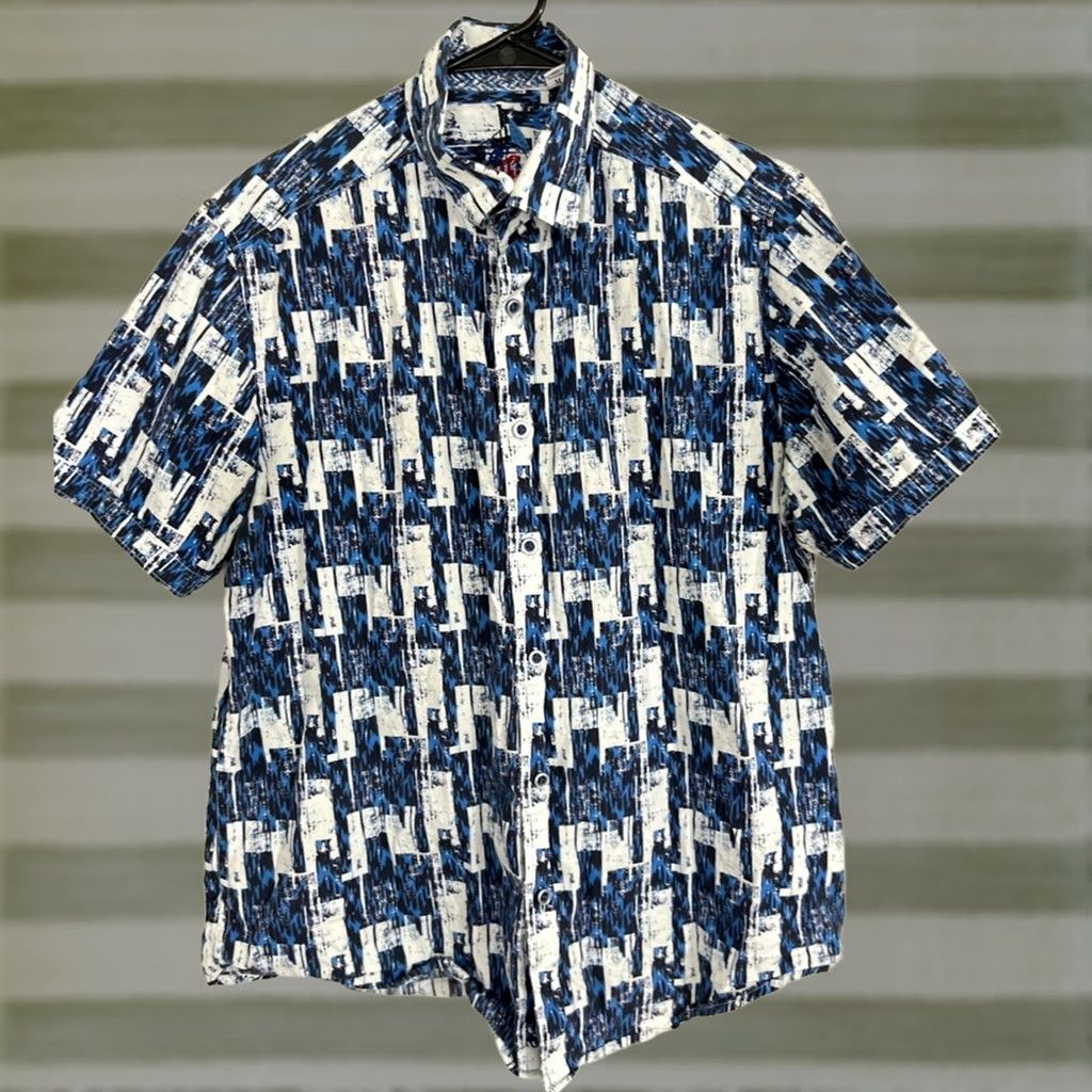 Robert Graham Robert Graham LAVETA Short Sleeve Shirt M Blue Mens Regular Size Medium Size US M / EU 48-50 / 2 - 1 Thumbnail