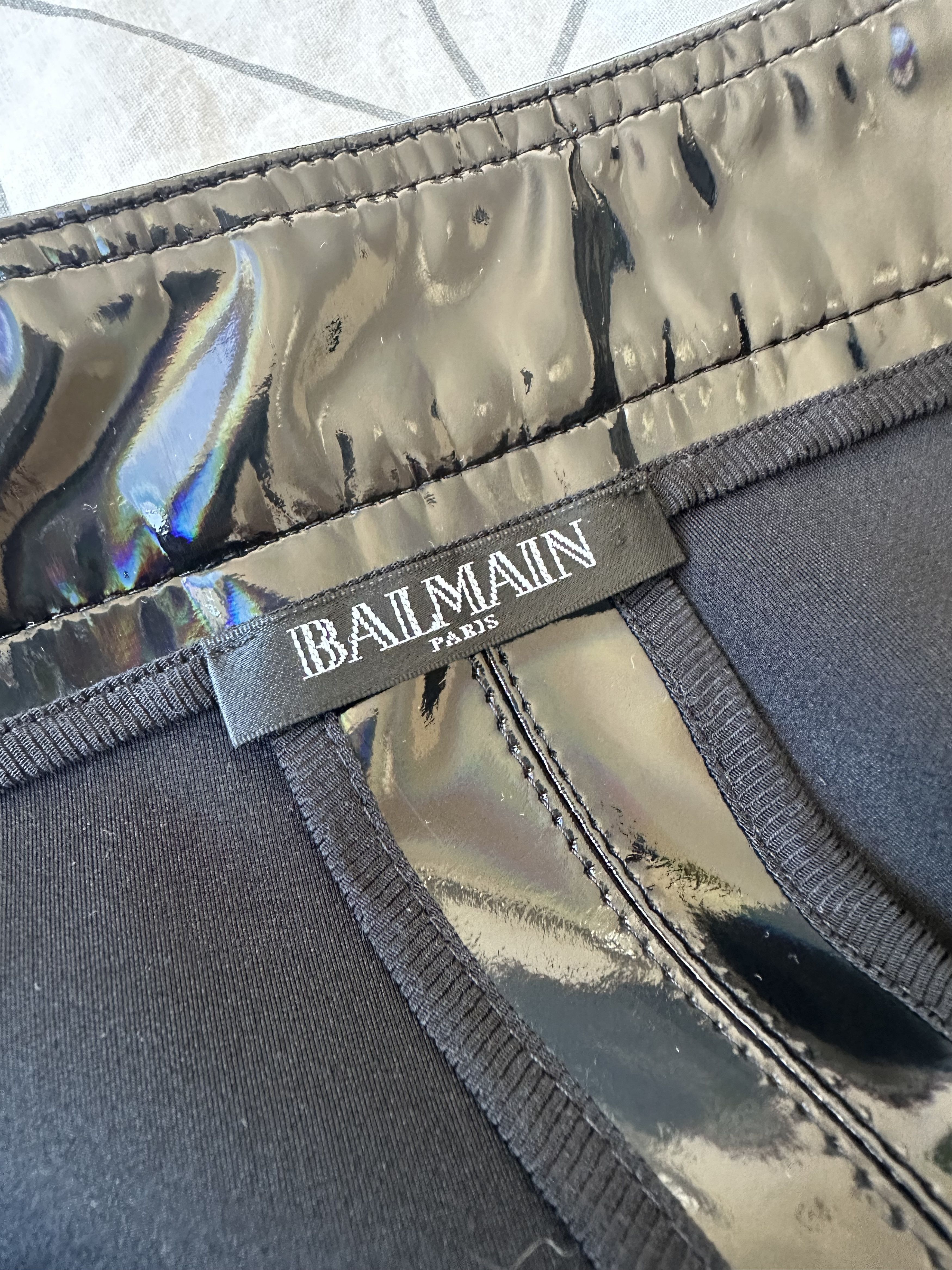 Balmain Balmain Patent High Waist Black Vinyl Trousers Holographic Size 25" / US 0 / IT 36 - 10 Thumbnail