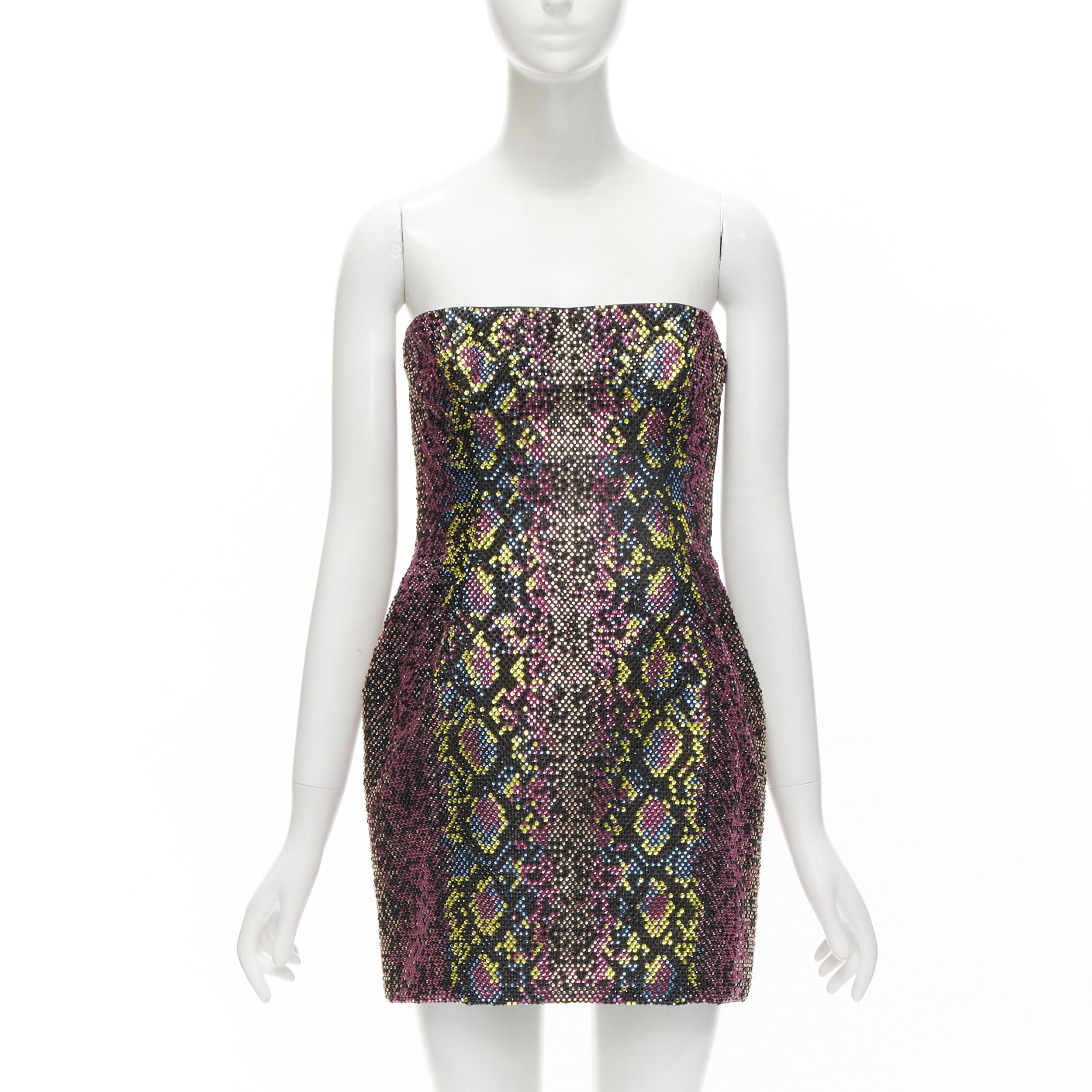 Versace new VERSACE 2021 Runway pink scaled crystal encrusted strapless dress IT40 S Size S / US 4 / IT 40 - 1 Thumbnail