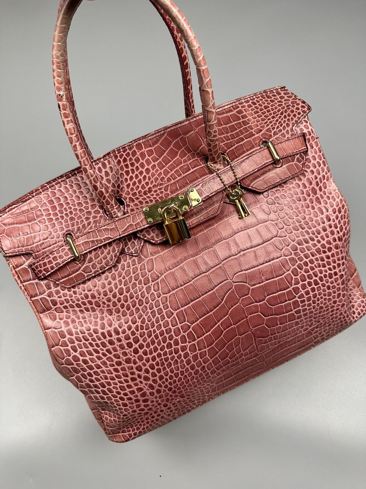 Vera Pelle Hermes Birkin Inspired Italian Vera Pelle Orobianco Bag Size ONE SIZE - 7 Thumbnail