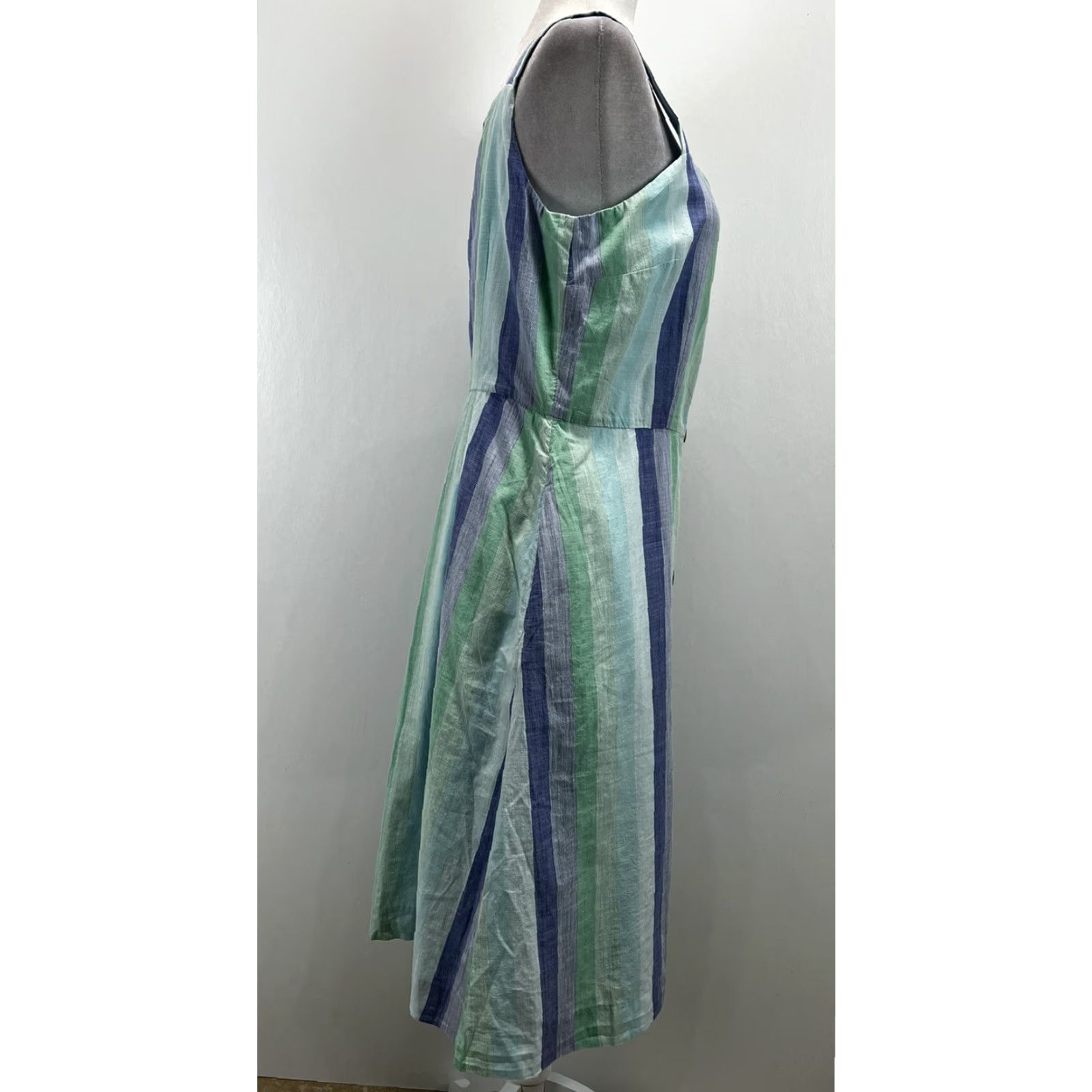 Talbots Talbots Women's Sundress 10P Cotton Midi Beachcomber Stripe Sleeveless Square Neck Casual Summer Size L / US 10 / IT 46 - 4 Thumbnail