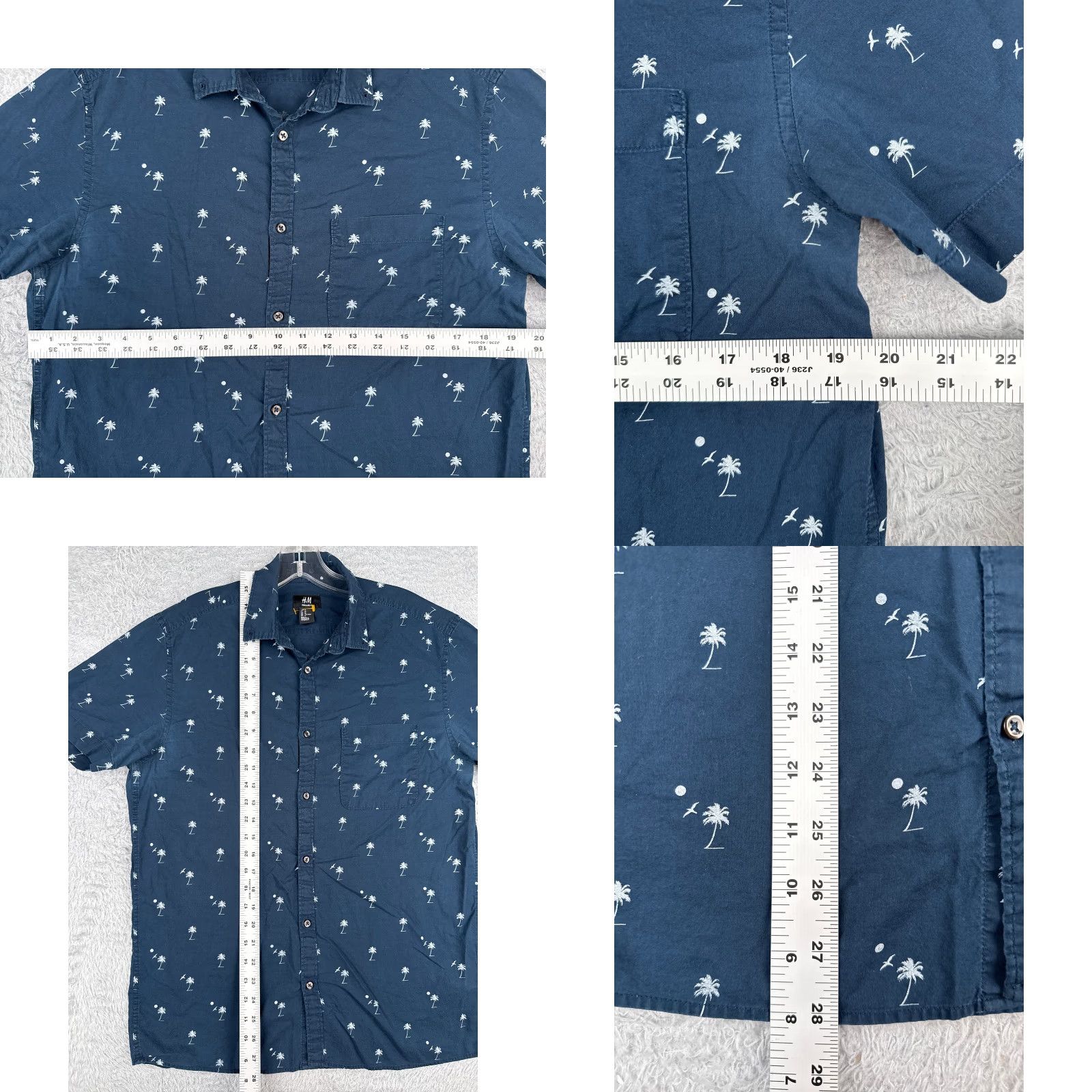 H&M H&M Shirt Men Medium Blue Palm Tree 100% Cotton Short Sleeve Hawaiian READ Size US M / EU 48-50 / 2 - 8 Thumbnail