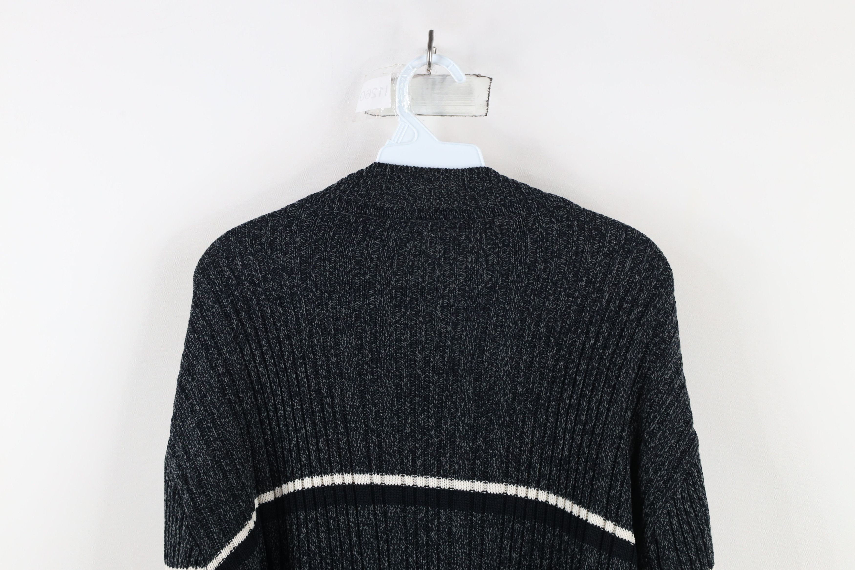 Vintage Vintage 90s Streetwear Striped Ribbed Knit Mock Neck Sweater Size US XL / EU 56 / 4 - 6 Thumbnail