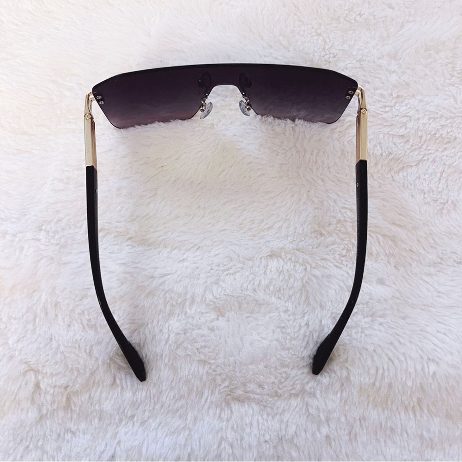 Other Sadie Black Oversized Rimless Flat-Top Sunglasses Size ONE SIZE - 11 Thumbnail