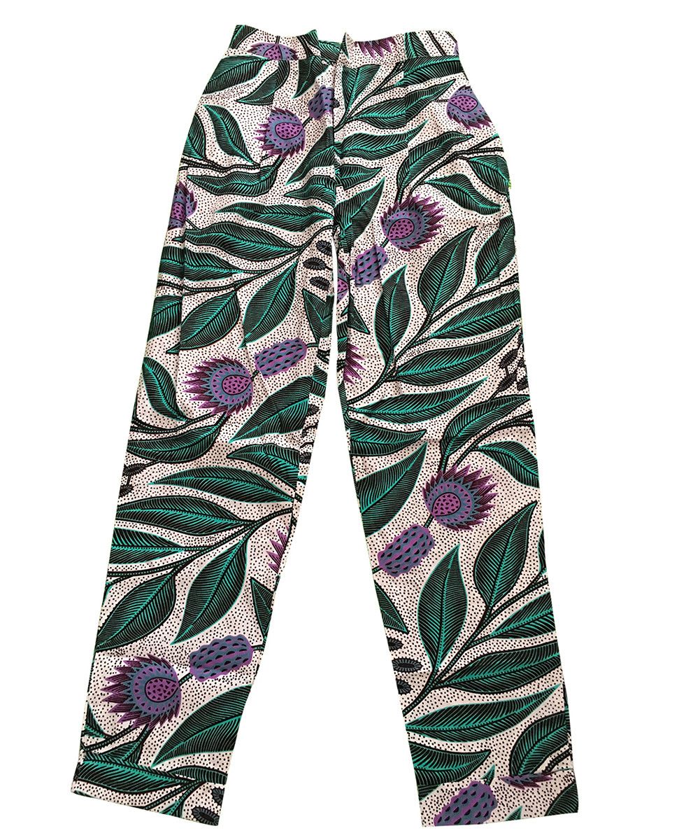 Other Vintage Pants African Print Women Fitted Pants Size 38" / US 16 / IT 52 - 1 Thumbnail