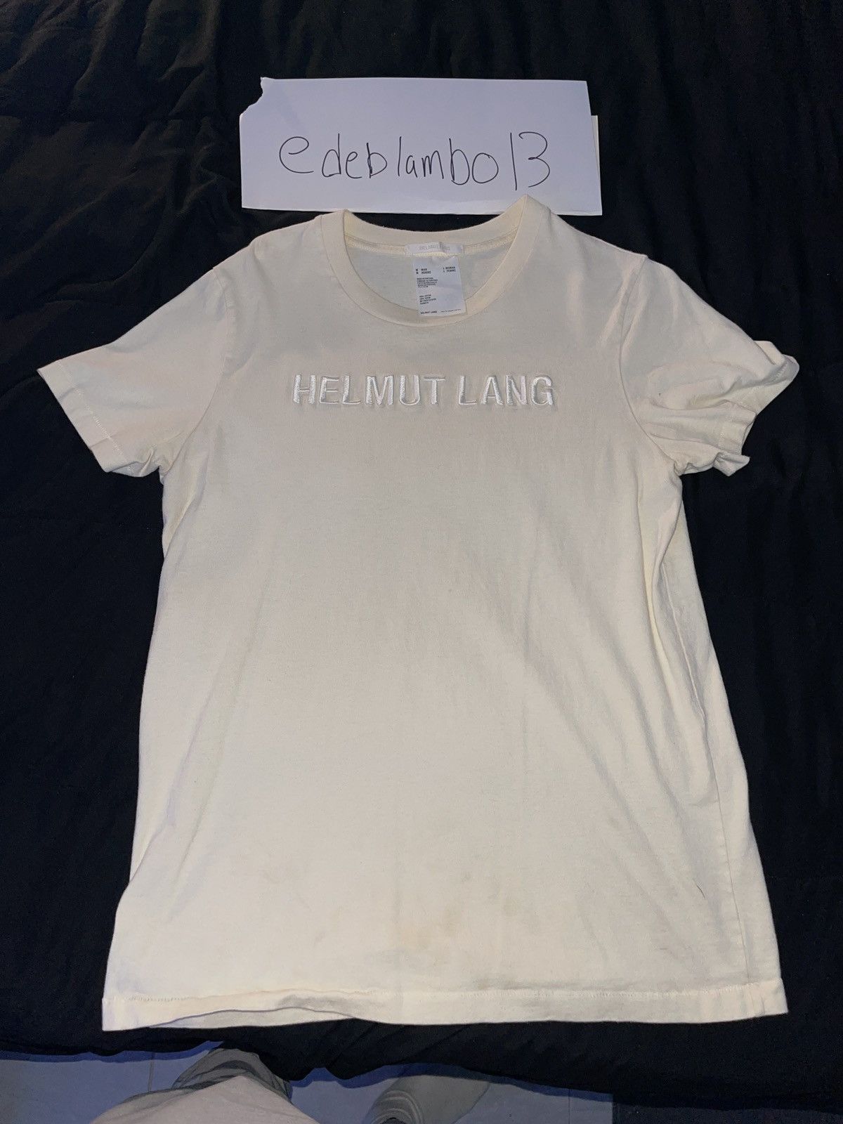 Helmut Lang Helmut Lang Cream Embroidery T Shirt Size US M / EU 48-50 / 2 - 1 Thumbnail