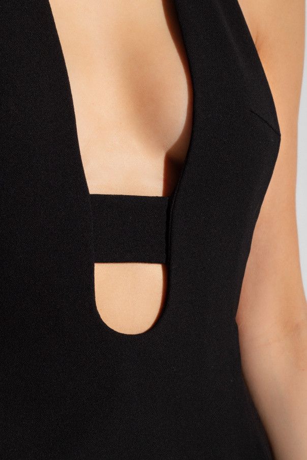 Saint Laurent Paris o1s1wg110924 Long Backless Dress in Double Sablé in Black Size XS / US 0-2 / IT 36-38 - 5 Thumbnail