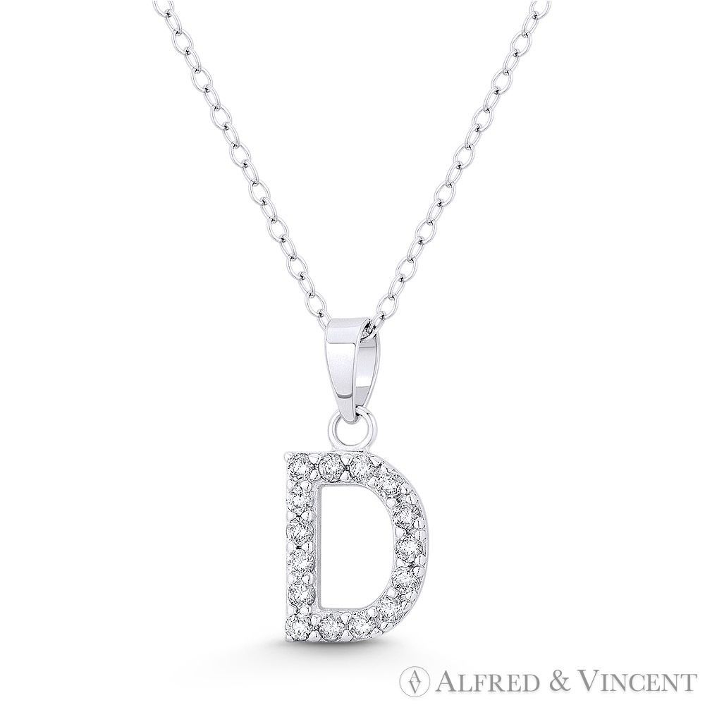 Other Initial "D" CZ Crystal Pendant w/ Cable Chain Necklace Size ONE SIZE - 1 Preview