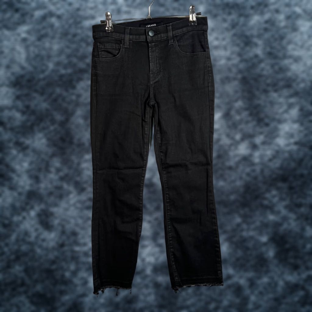J Brand J Brand Womens Size 25 Selena Mid-Rise Cropped Black Jeans Cotton Blend Jeans Size 42" / US 20 - 1 Thumbnail
