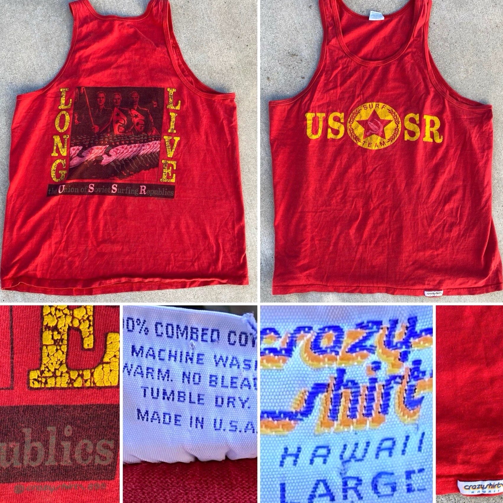 Vintage VINTAGE USSR Surf Team Long Live The Union Of Soviet Surfing Republics Tank Top Size US L / EU 52-54 / 3 - 7 Thumbnail