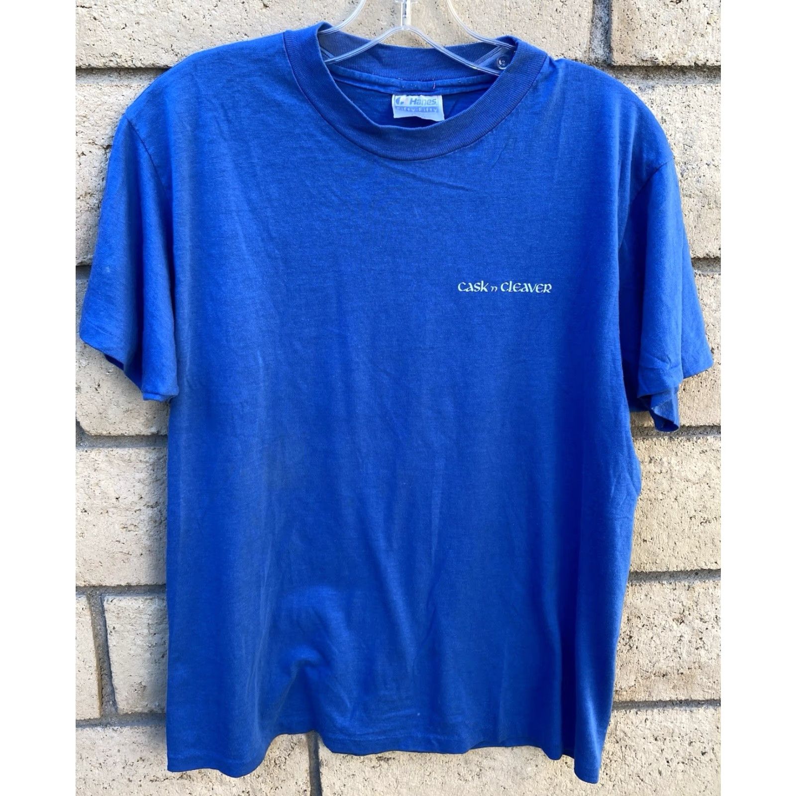 Hanes VINTAGE Hanes T-Shirt Cask ’n Cleaver Monday Night Football Animal Logo Tee 80s Blue L Mens Size US L / EU 52-54 / 3 - 3 Thumbnail