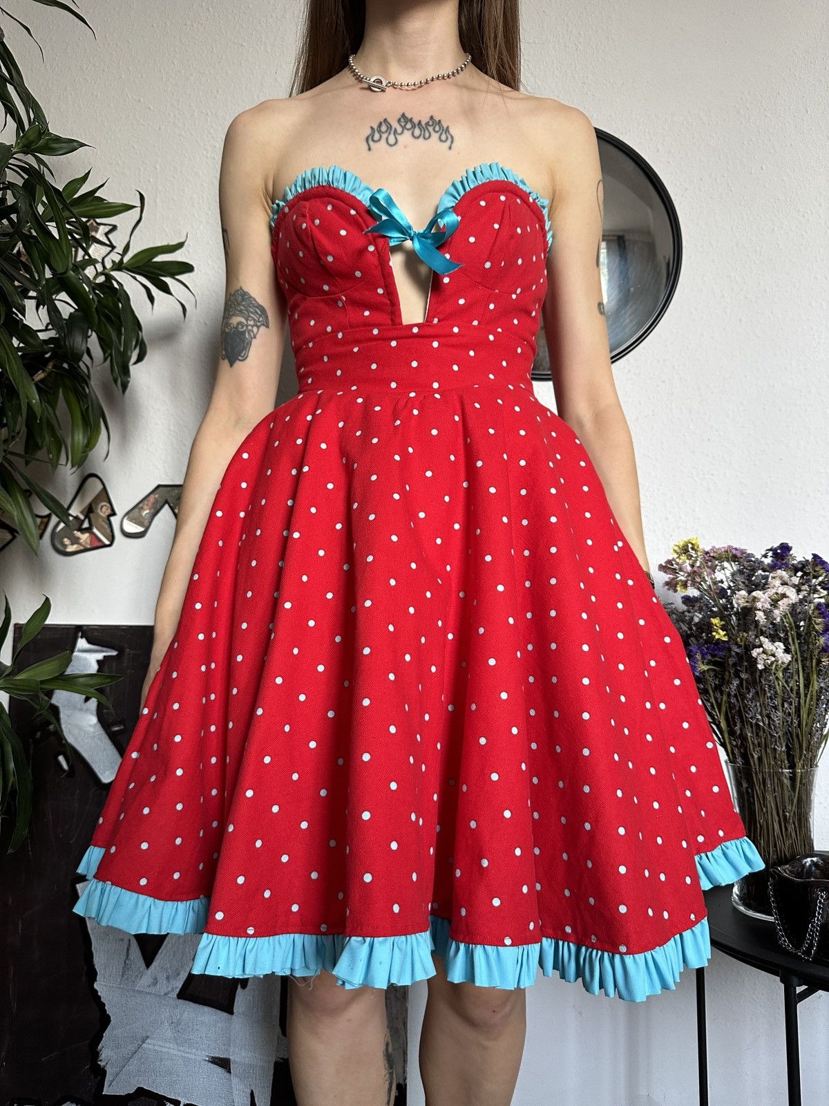 Streetwear  Vintage Vintage Polka dot Pin Up Sexy Bustier Tutu Mini Dress  | Grailed