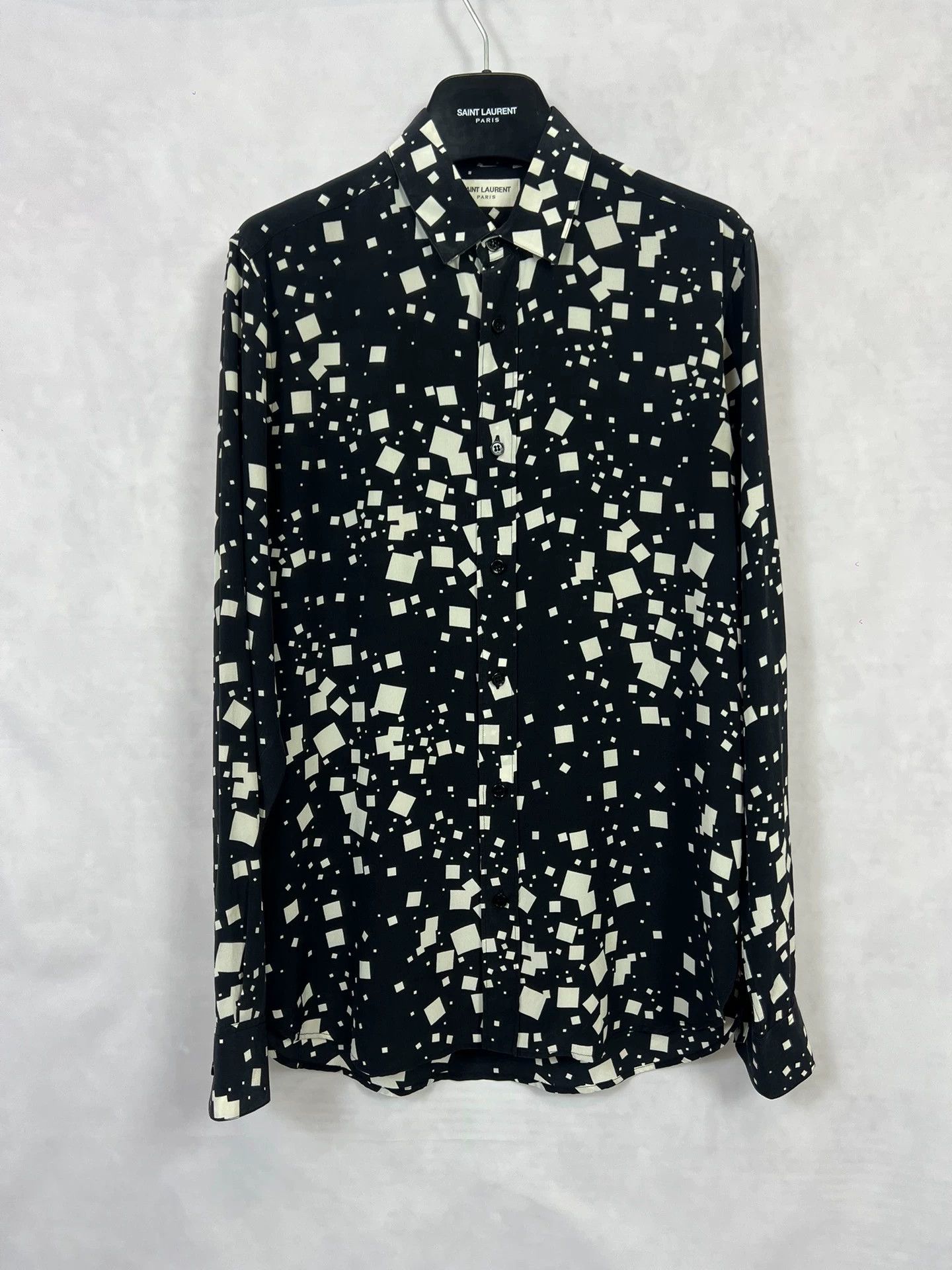 Saint Laurent Paris SLP 14FW silk black white square shirt 38 Size US M / EU 48-50 / 2 - 1 Thumbnail