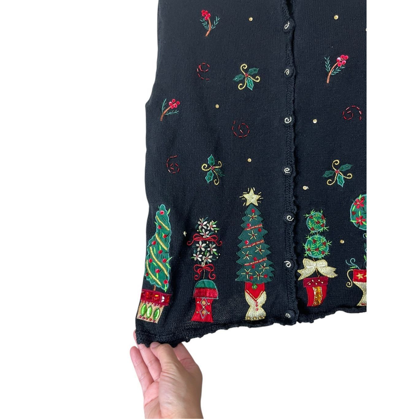 Other Vintage Heirloom Collectibles Christmas Sweater Black Embell Size S / US 4 / IT 40 - 3 Thumbnail