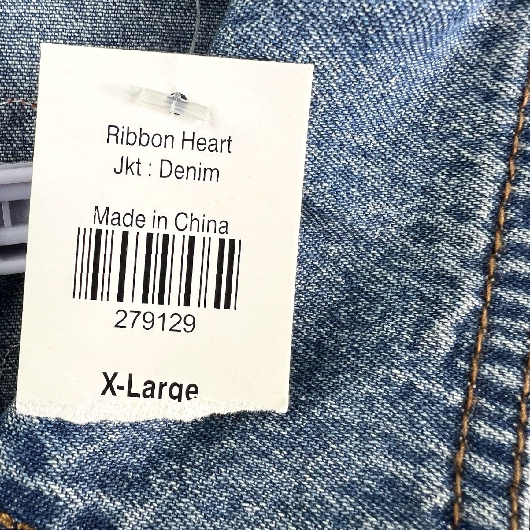 Denime Crystal Kobe Denim Jacket Womens XL Blue Geometric Embellished Casual Retro Size XL / US 12-14 / IT 48-50 - 6 Thumbnail