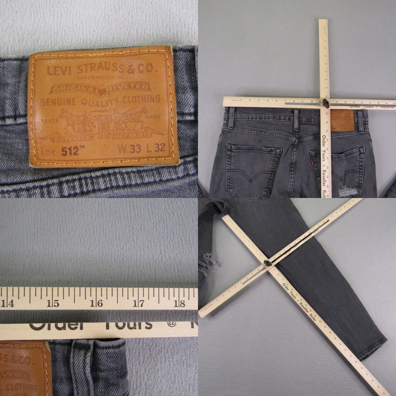 Levi's Levi's Jeans Mens 33x32 Gray Denim 502 Slim Tapered Distressed Flex Classic Outdoor Mens Size US 33 - 8 Thumbnail