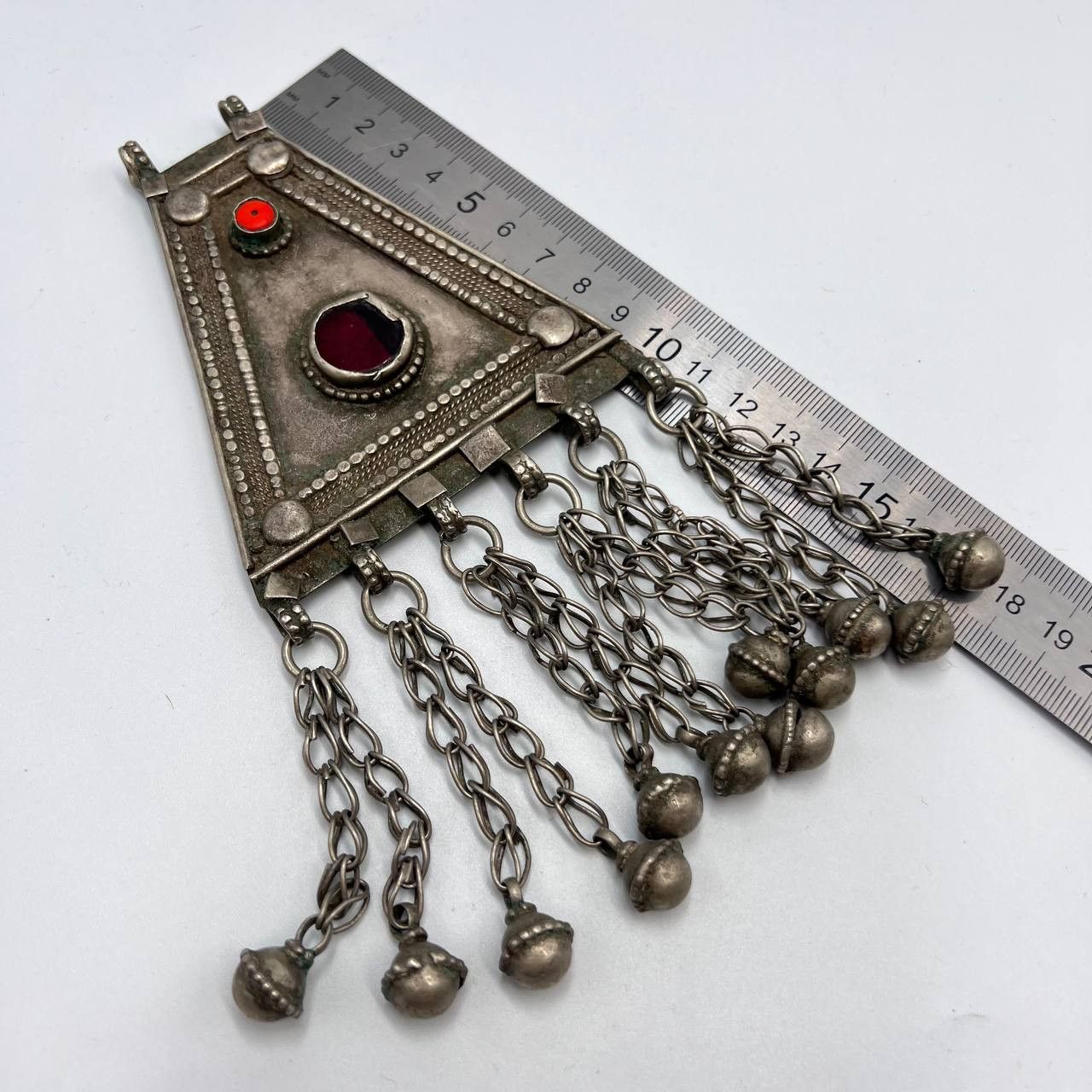 Vintage Antique Yemenite Silver Coral Handmade Jewelry Pendant 120 g Size ONE SIZE - 4 Thumbnail