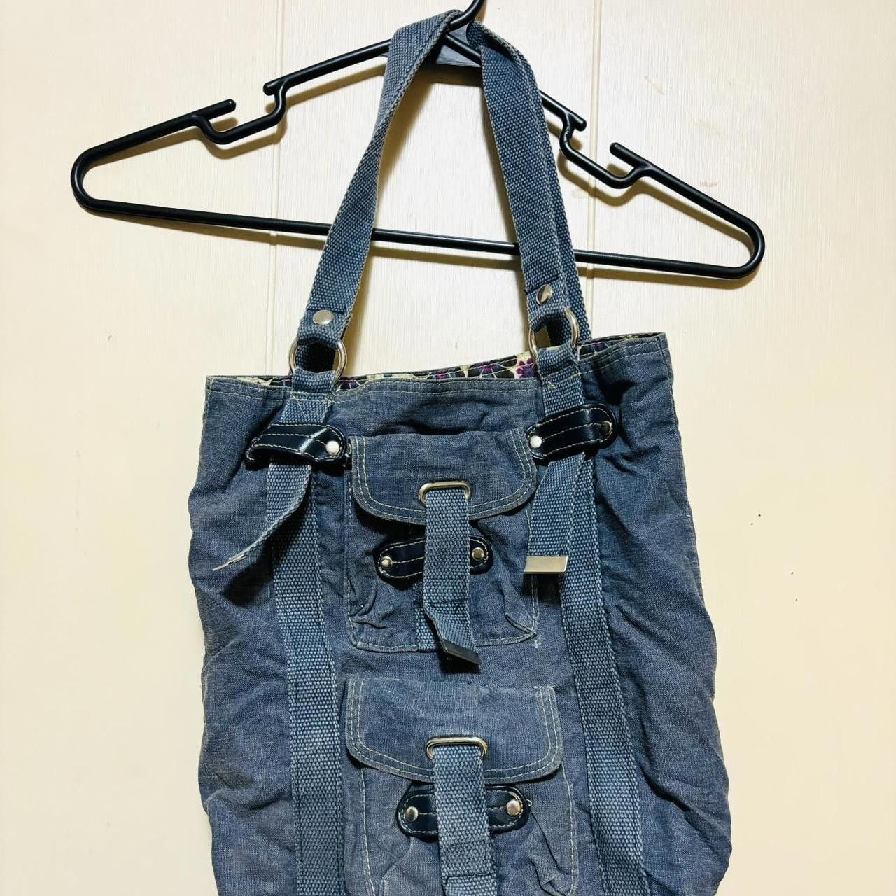 Designer Vintage Y2k Blue Denim Buckle Tote Bag Shoulder Purse Size ONE SIZE - 8 Thumbnail