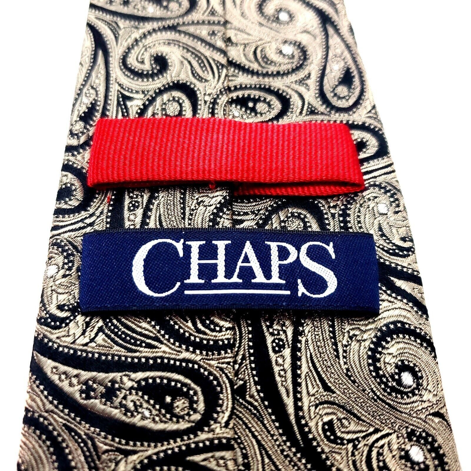Chaps Chaps Silk Tie Woven Black Tan Paisley Skinny Size ONE SIZE - 4 Thumbnail