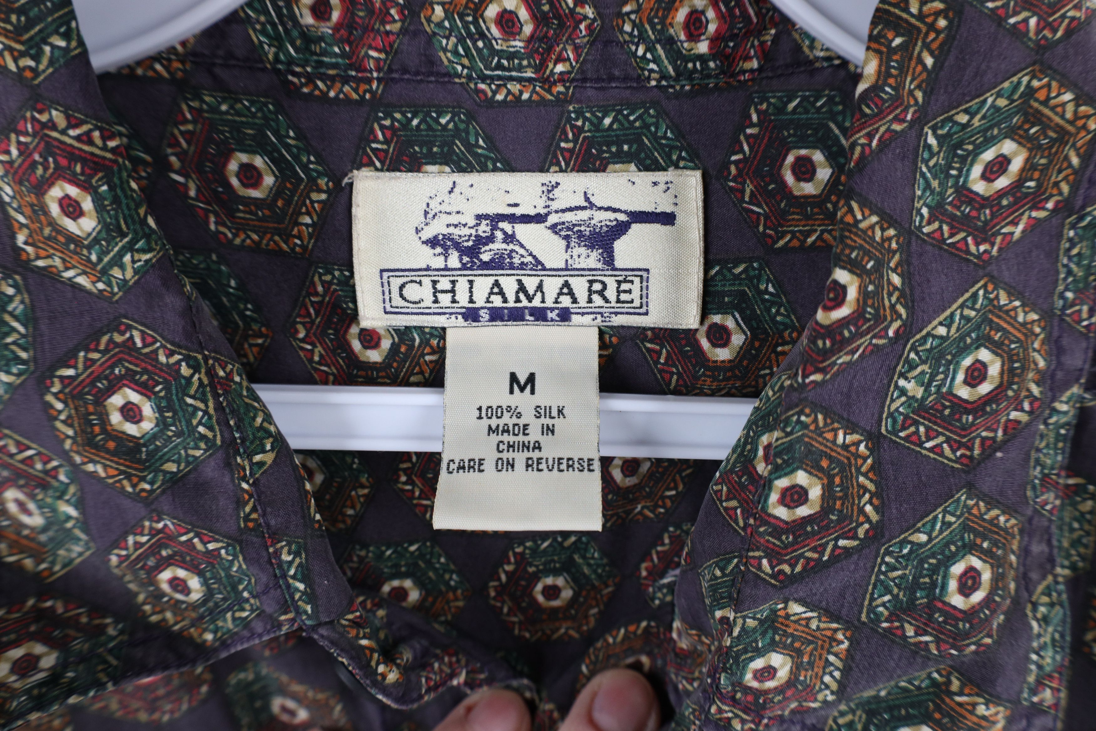 Vintage Vintage 90s Streetwear Geometric Silk Collared Button Shirt Size US M / EU 48-50 / 2 - 6 Thumbnail