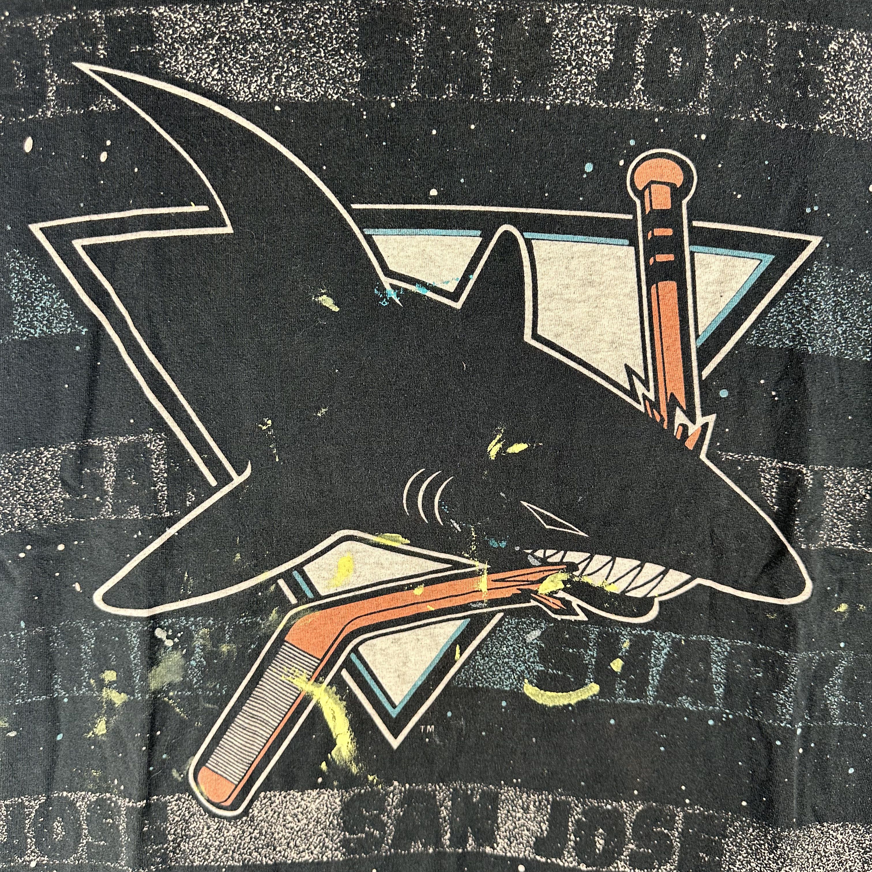 Vintage ​Vintage 90s San Jose Sharks All Over Print NHL AOP T-shirt Size US XL / EU 56 / 4 - 2 Thumbnail