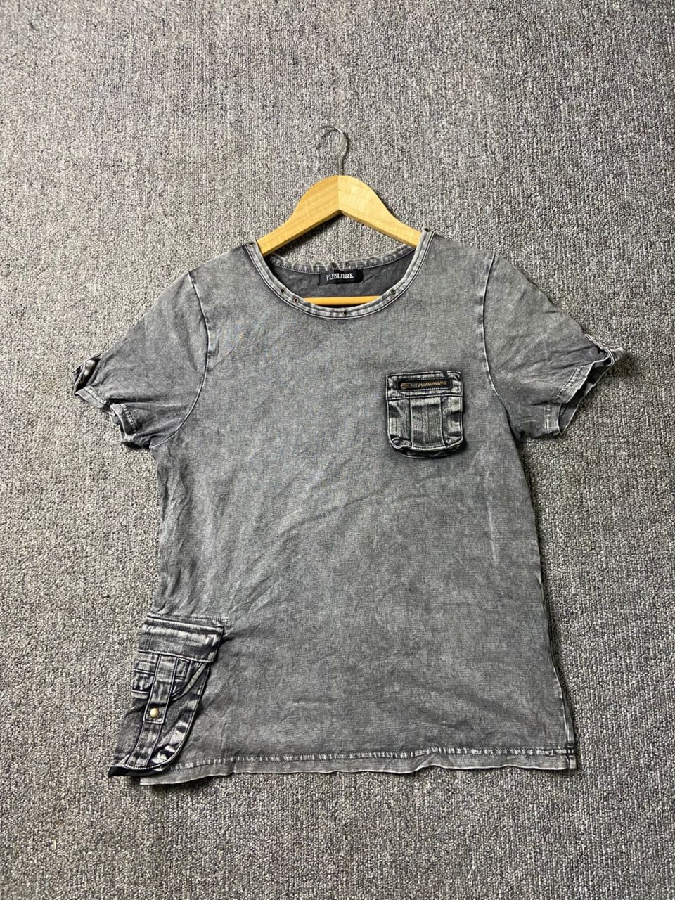 Japanese Brand Plus Libre Distressed Acid Wash Cargo Tshirt (201) Size US M / EU 48-50 / 2 - 1 Thumbnail