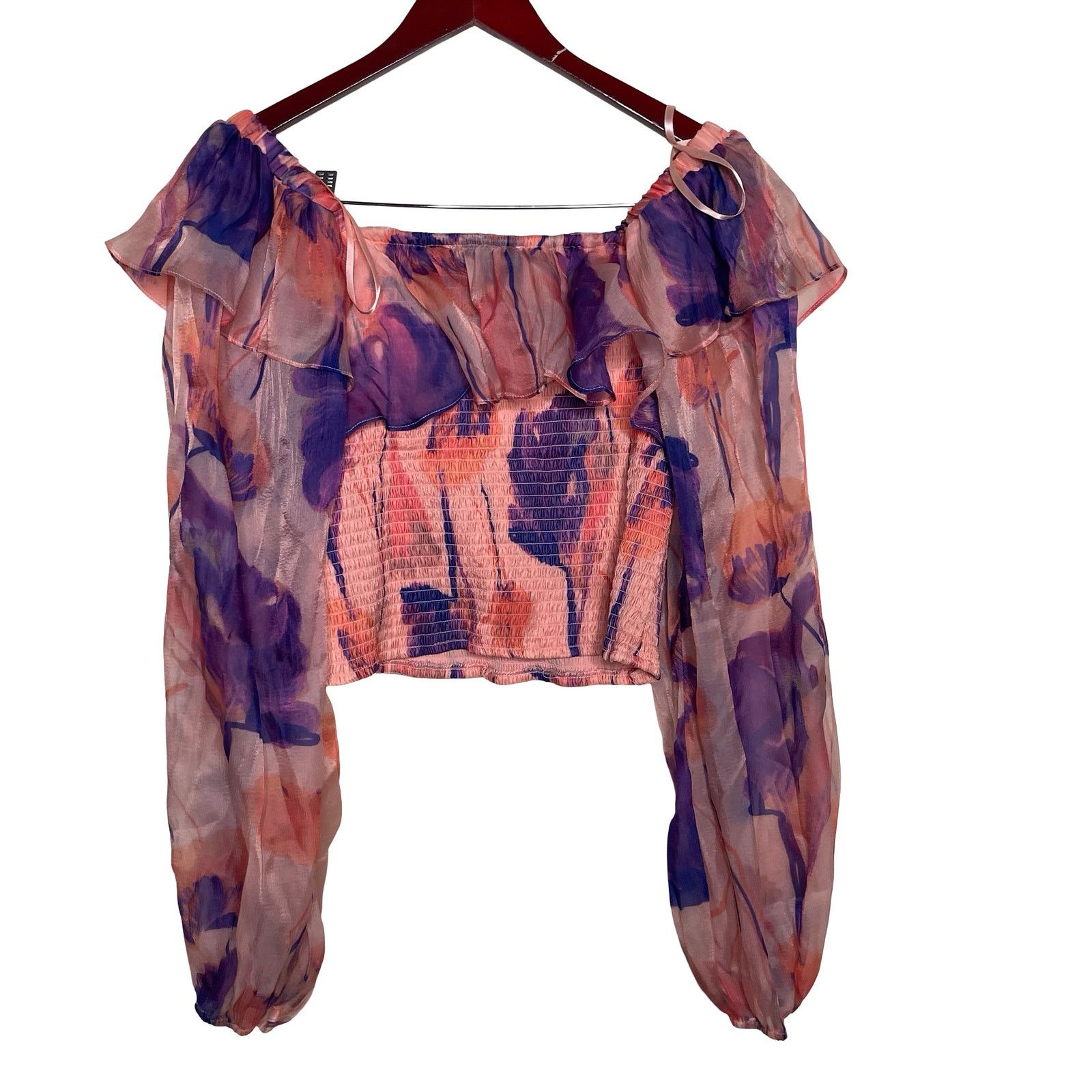 Hutch Hutch Ora Orange Floral smoked Top ballon long sleeves sz M Size M / US 6-8 / IT 42-44 - 5 Thumbnail