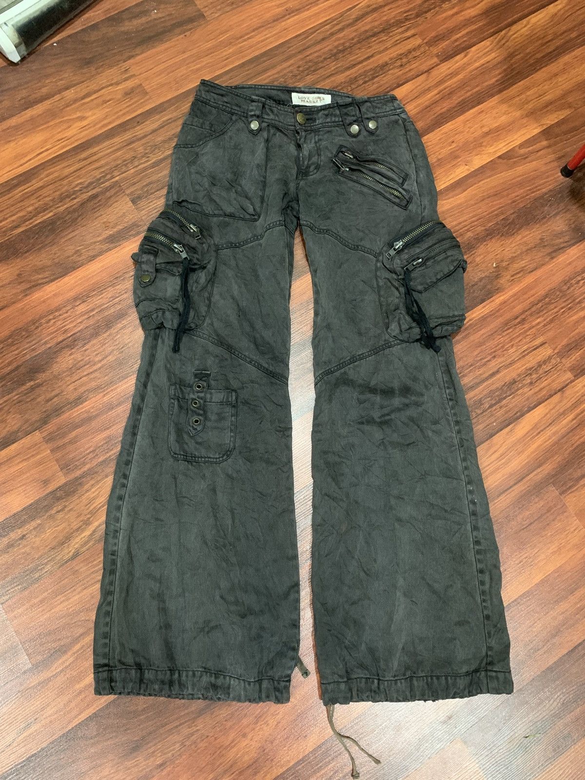 Japanese Brand Vintage Love Girls Flared Cargo Pants Size 29" - 1 Thumbnail