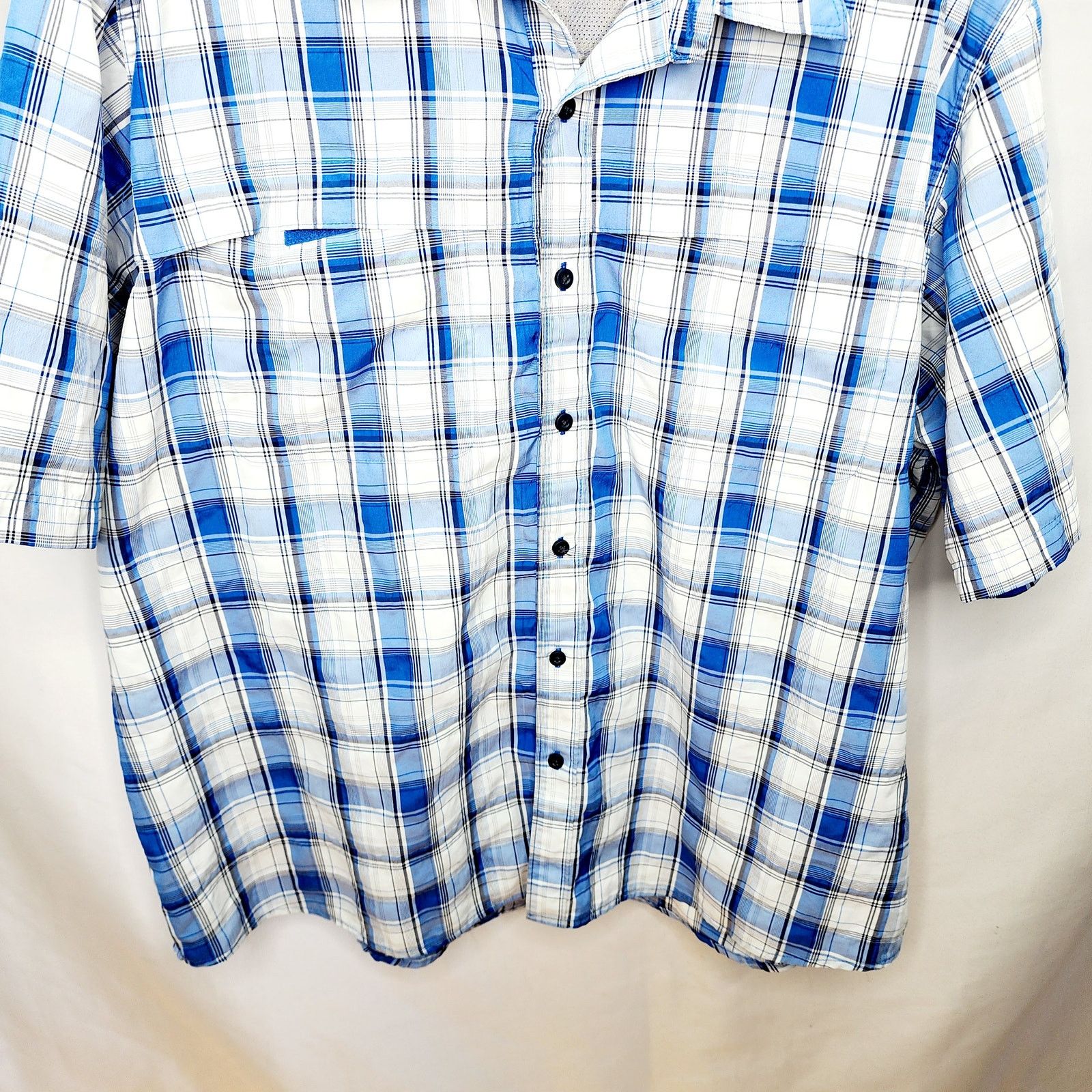 Wrangler Wrangler Men's Blue Plaid Short Sleeve Button Front Shirt Size US XXL / EU 58 / 5 - 12 Thumbnail