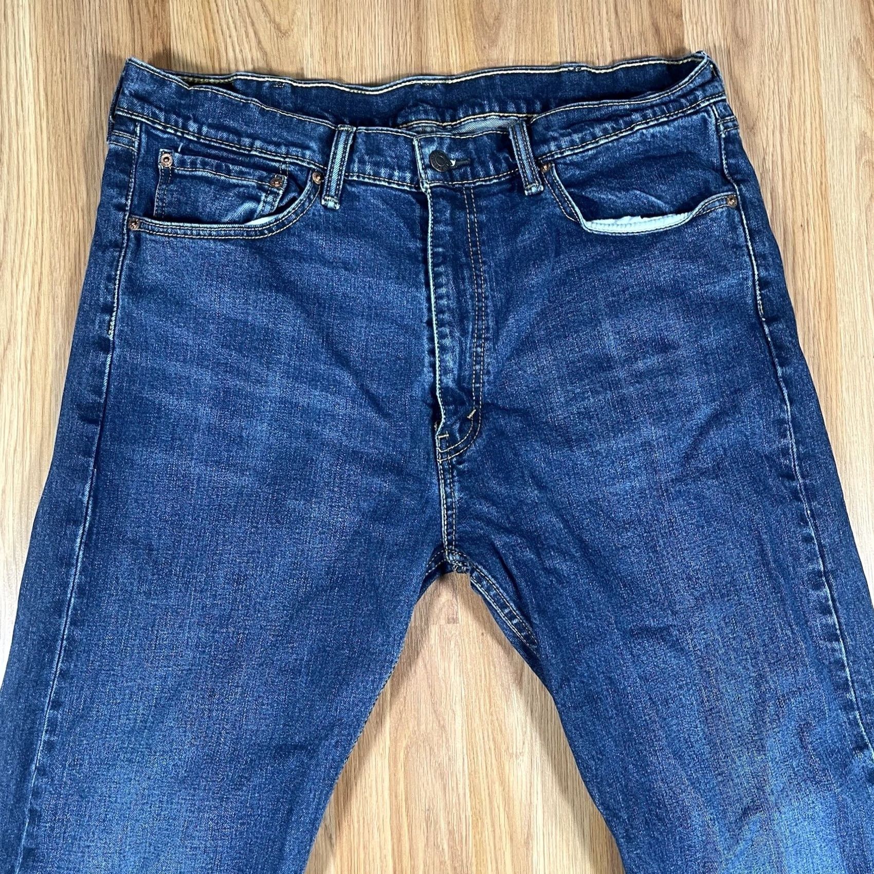 Levi's LEVI'S 505 Straight Jeans Mens 38Wx34L Blue Strauss Fit Stretch Denim CottonBlend Size US 38 / EU 54 - 2 Thumbnail