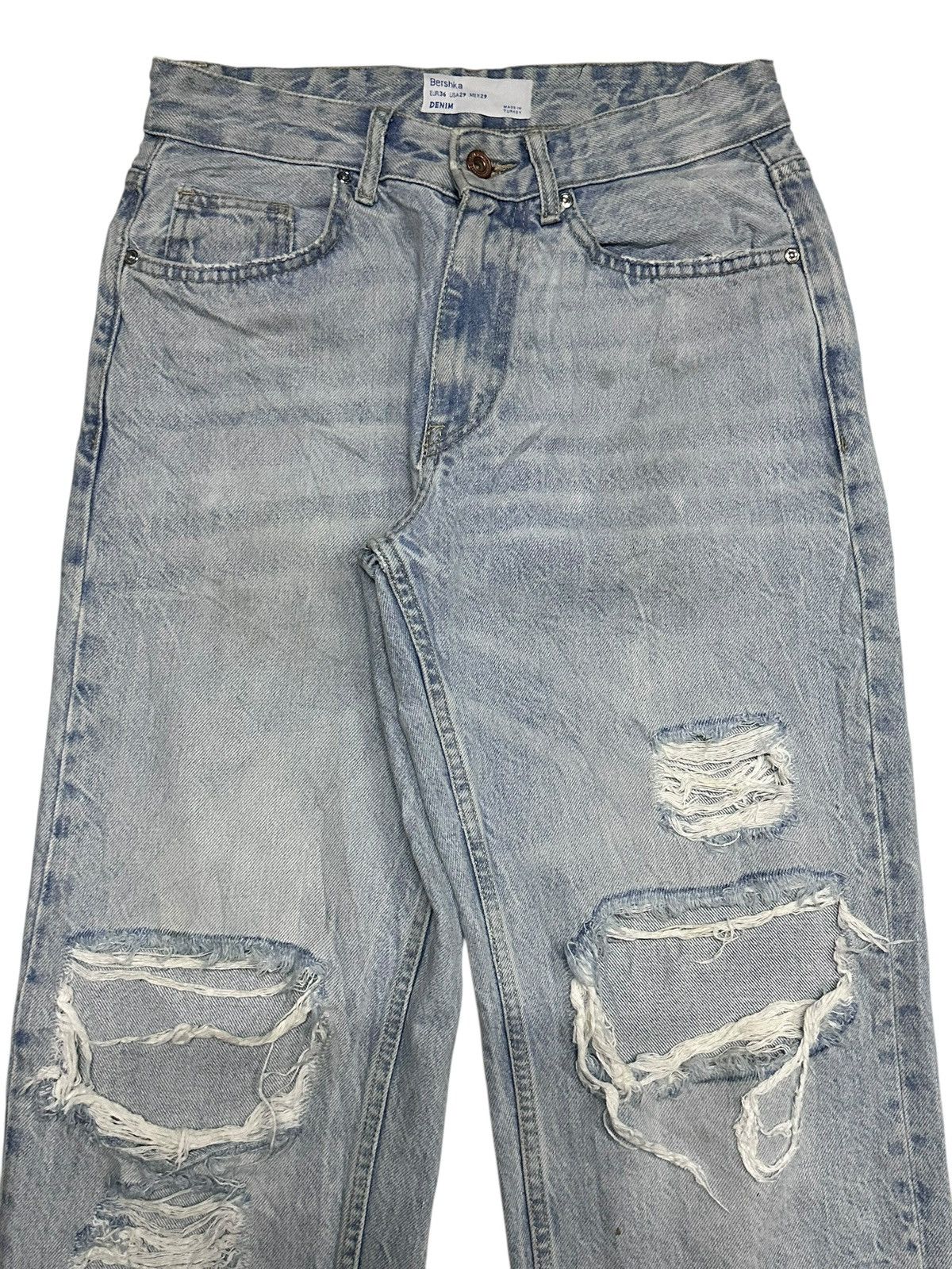 Bershka Bershka Denim Vintage 90's Distressed Ripped Baggy and Faded Size US 29 - 4 Thumbnail